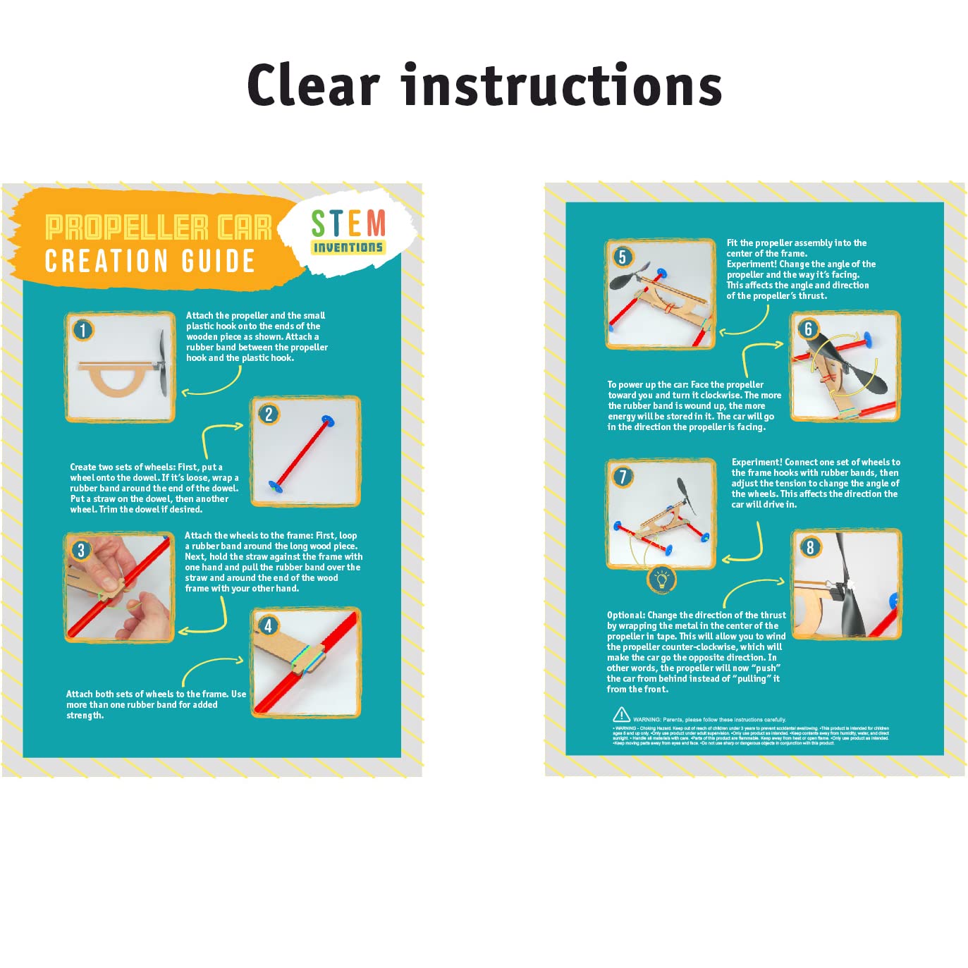 STEM Inventions Rubber Band Propeller Car Kit – 10 Pack DIY STEM Activity