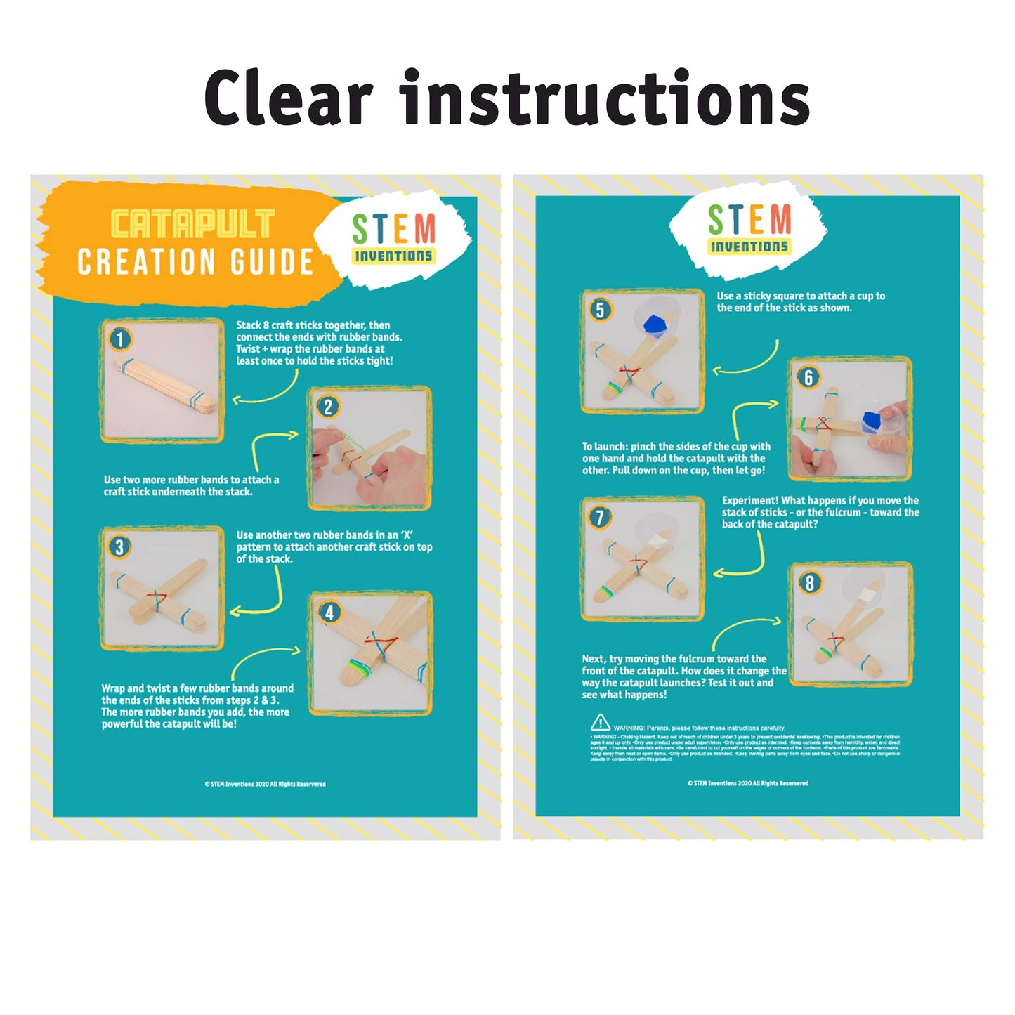 STEM Inventions Catapult Kit – Build 30 Mini Catapults for Classrooms & Home Learning | Bulk STEM Project Kit