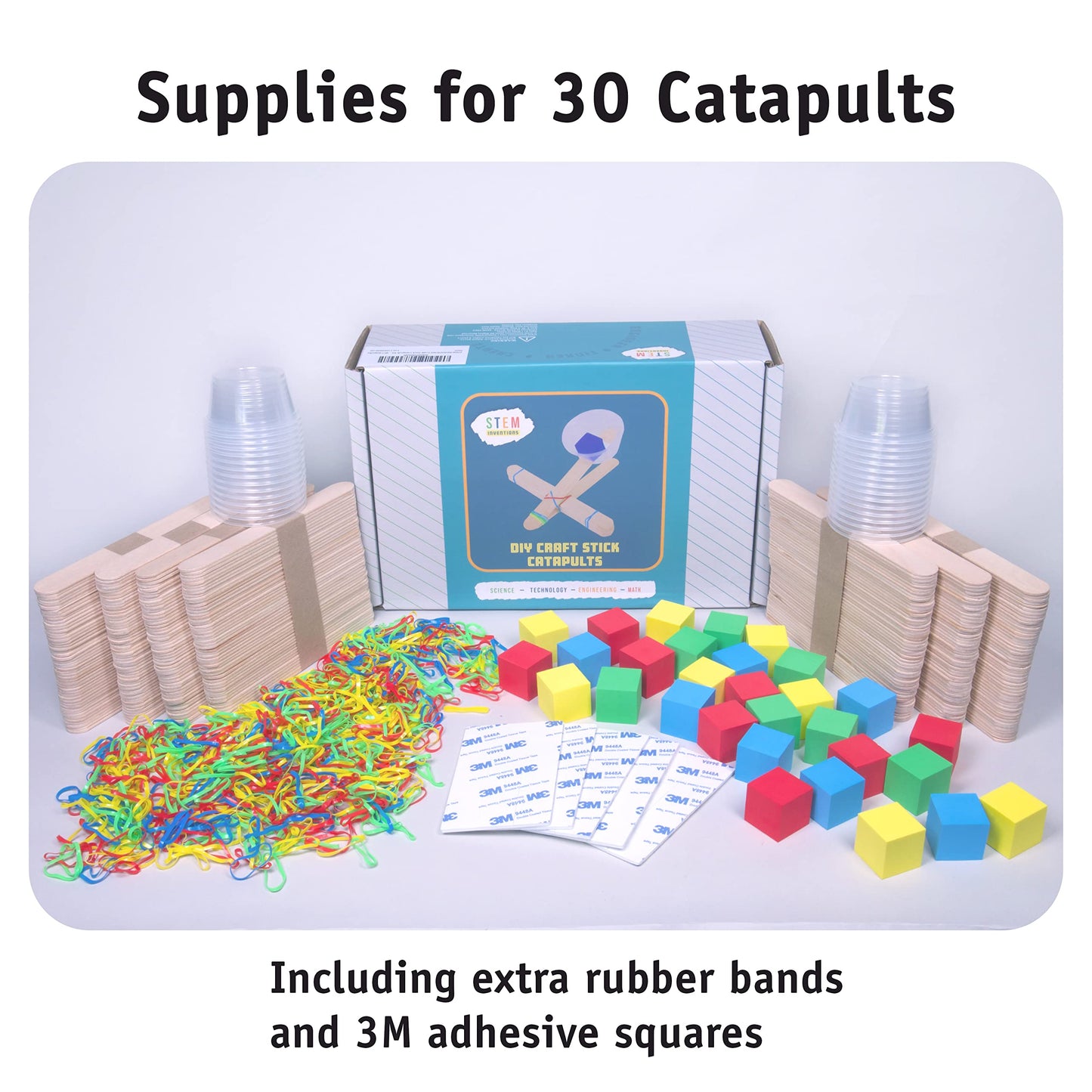 STEM Inventions Catapult Kit – Build 30 Mini Catapults for Classrooms & Home Learning | Bulk STEM Project Kit