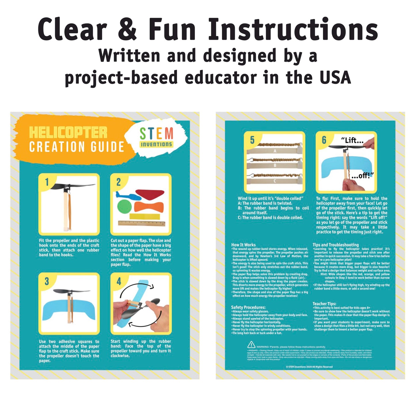 STEM Inventions Rubber Band Helicopter Kit – 10-Pack for Kids | DIY STEM Craft