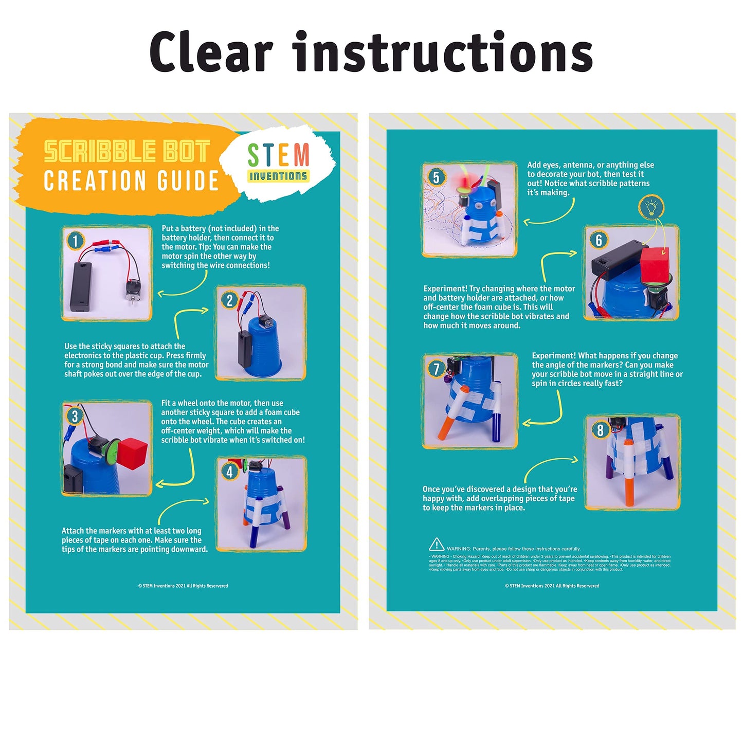 STEM Inventions DIY Doodle Bot Kit — Bulk Pack of 10 Motorized Drawing Bots for Kids (Ages 8+)