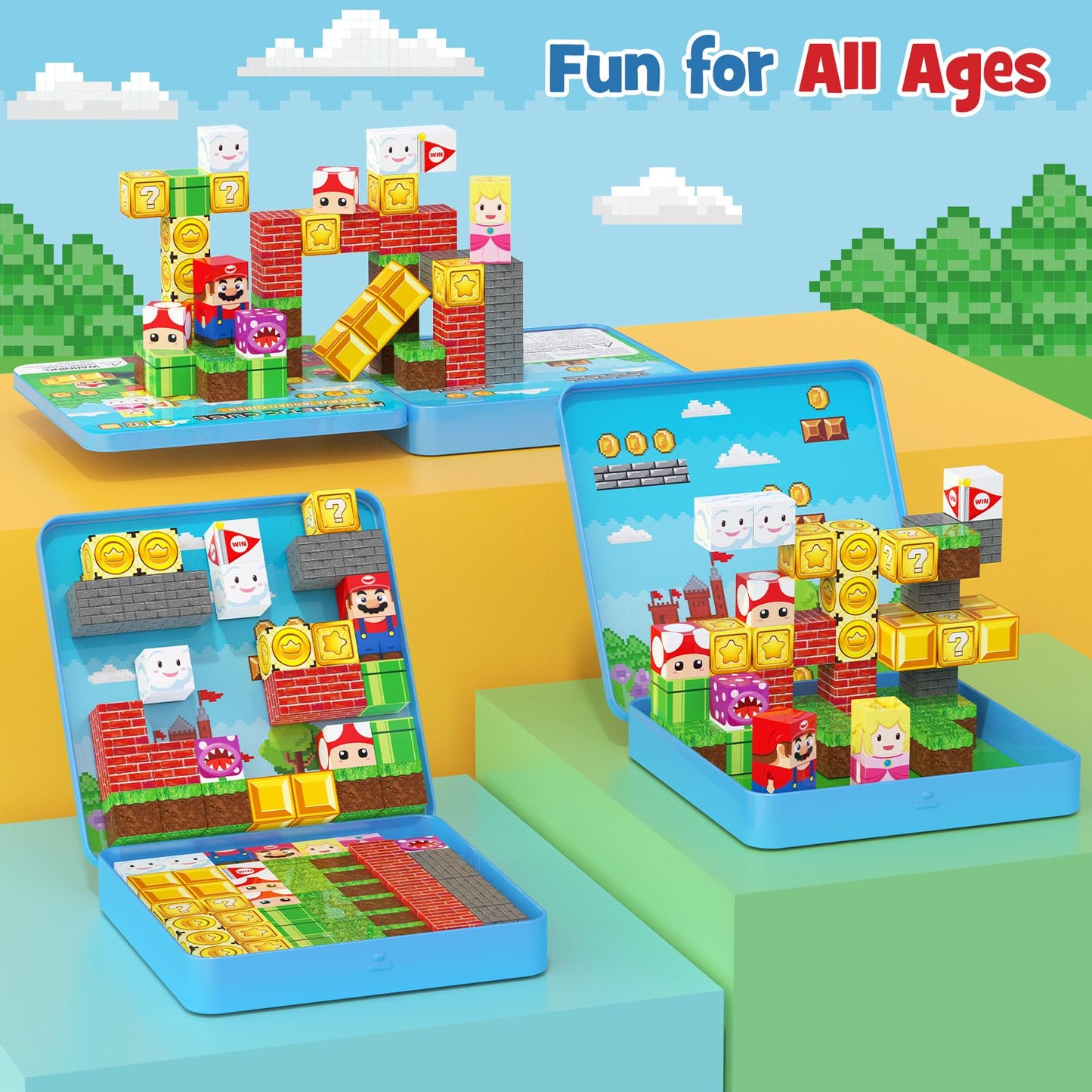 STEM MATCH Mini Magnetic Blocks – 49 PCS Travel Magnetic Building Toys for Kids 3-8