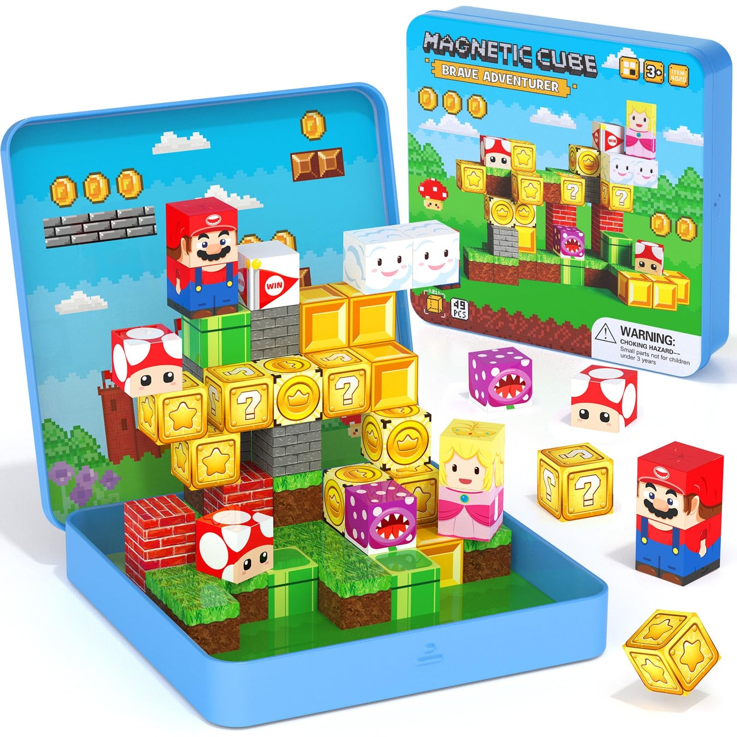 STEM MATCH Mini Magnetic Blocks – 49 PCS Travel Magnetic Building Toys for Kids 3-8