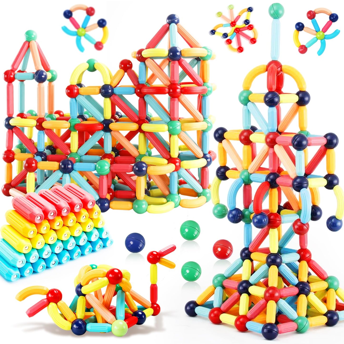 STEMTiles 64PCS Magnetic Building Blocks – Montessori Magnet Toys for Kids | STEM Learning & Creative Play