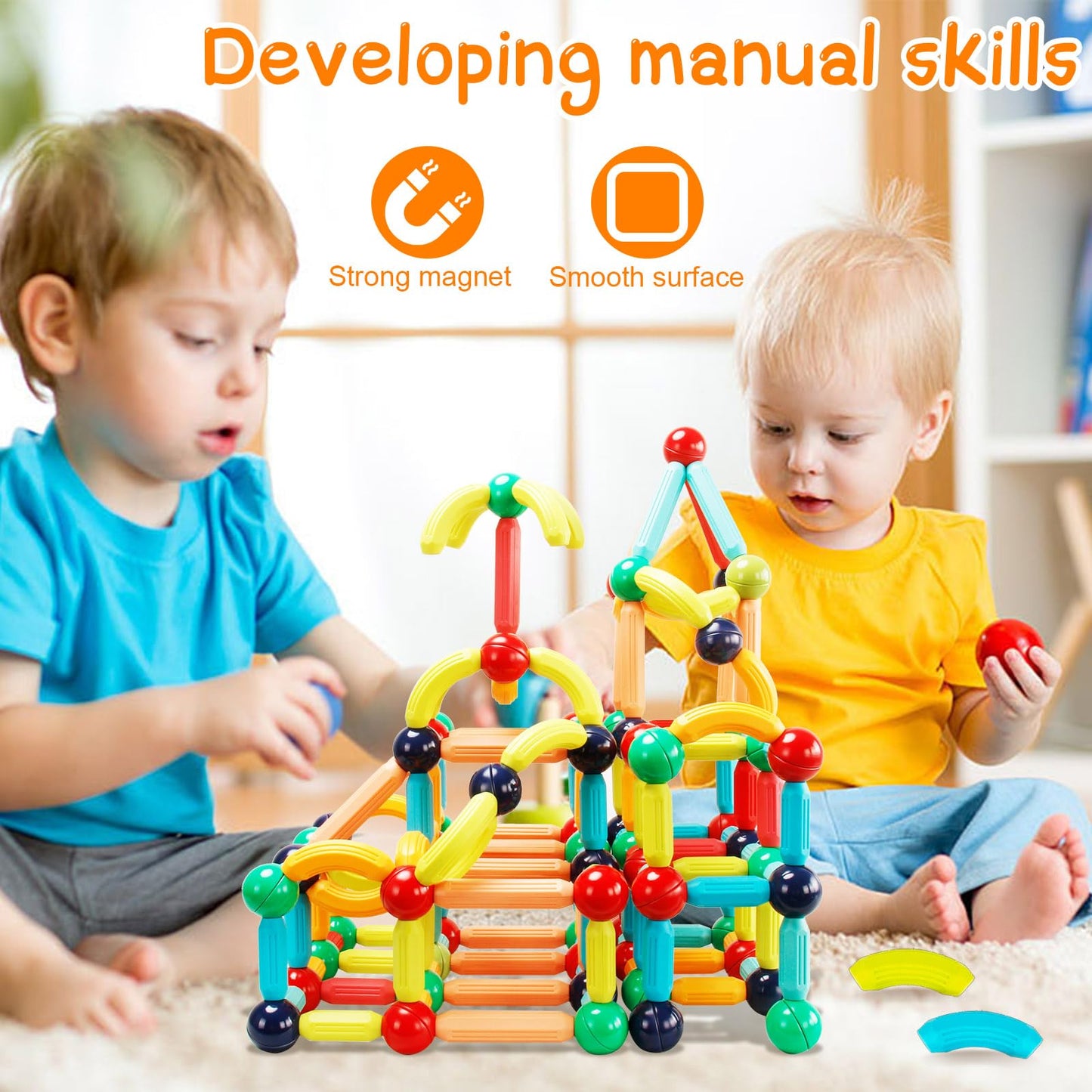 STEMTiles 64PCS Magnetic Building Blocks – Montessori Magnet Toys for Kids | STEM Learning & Creative Play