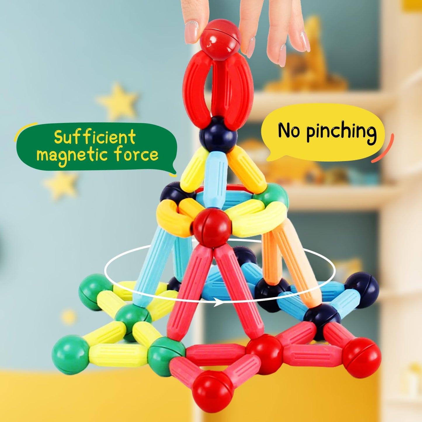 STEMTiles 64PCS Magnetic Building Blocks – Montessori Magnet Toys for Kids | STEM Learning & Creative Play