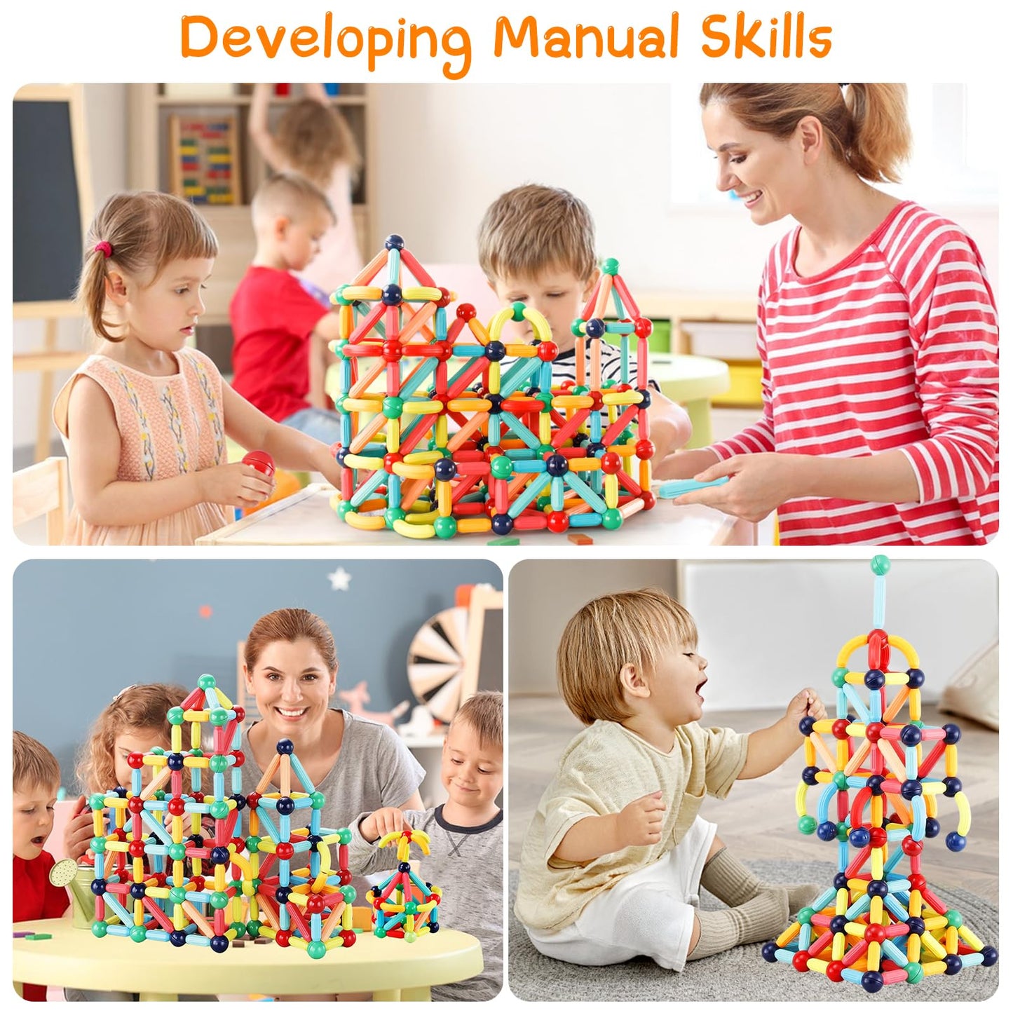 STEMTiles 64PCS Magnetic Building Blocks – Montessori Magnet Toys for Kids | STEM Learning & Creative Play