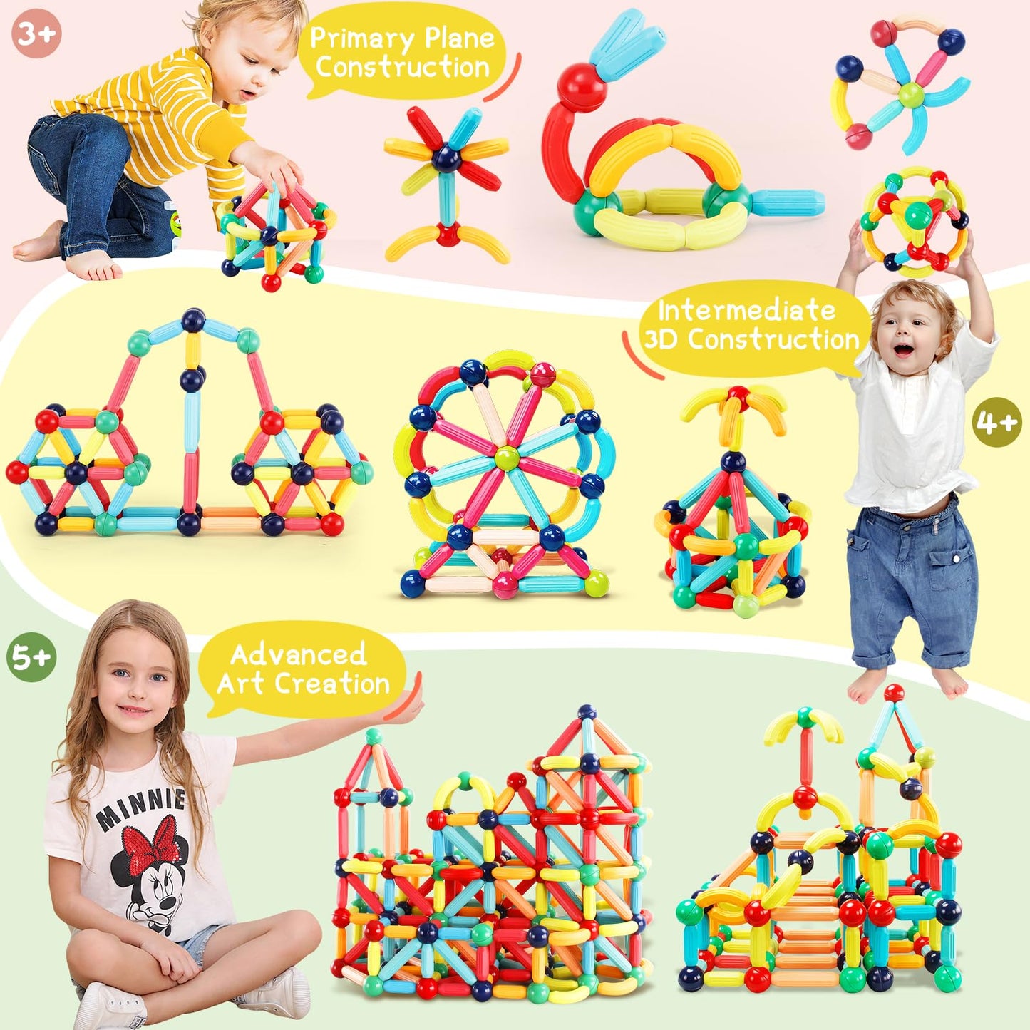 STEMTiles 64PCS Magnetic Building Blocks – Montessori Magnet Toys for Kids | STEM Learning & Creative Play
