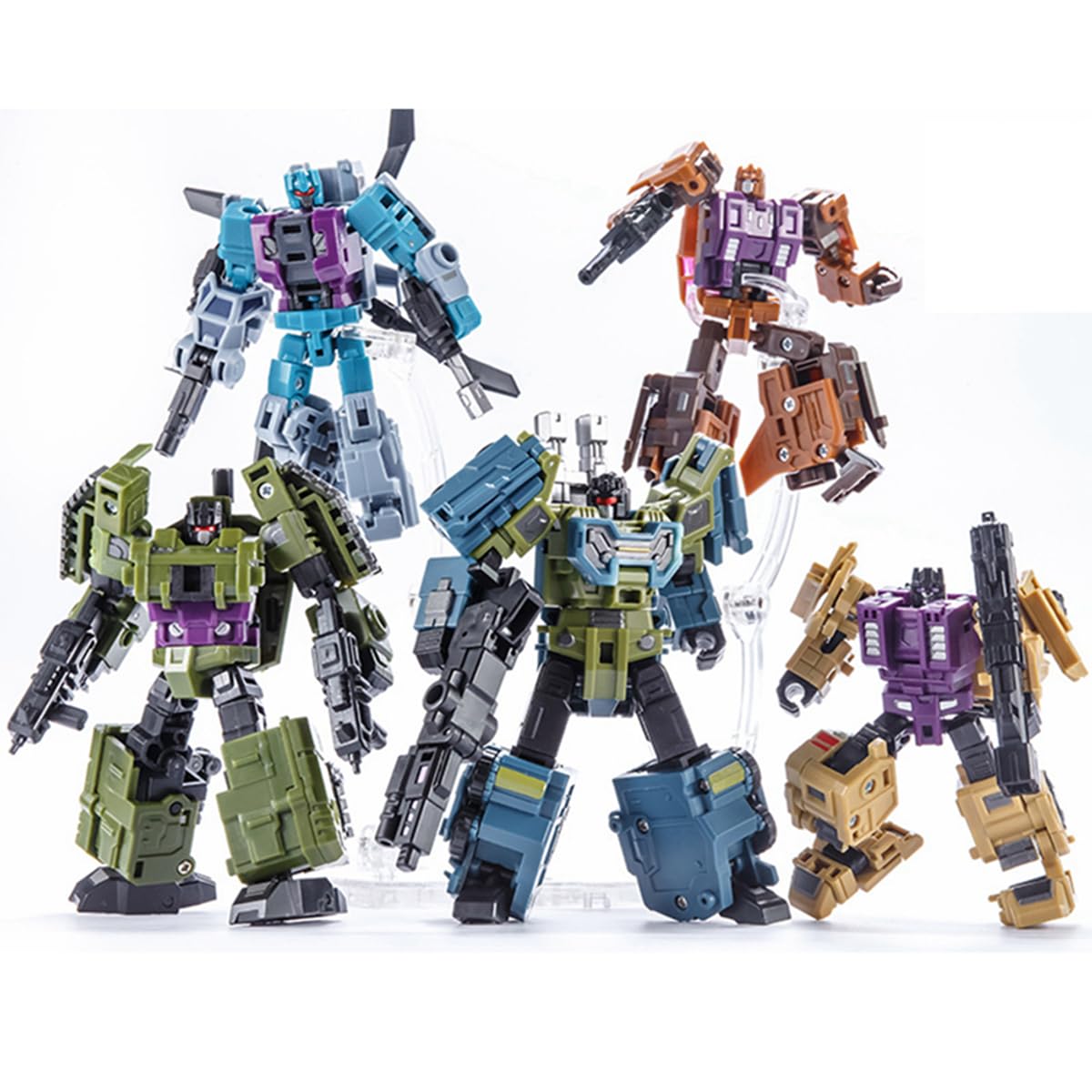 STENBEIGO 5-in-1 Deformation Toys Combiner Set – Small Scale Anime Robot Figure Gift
