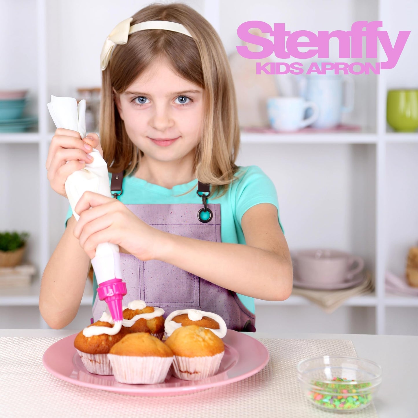 Stenffy Kids Art Apron – Waterproof Canvas with Pockets (Ages 6–12)