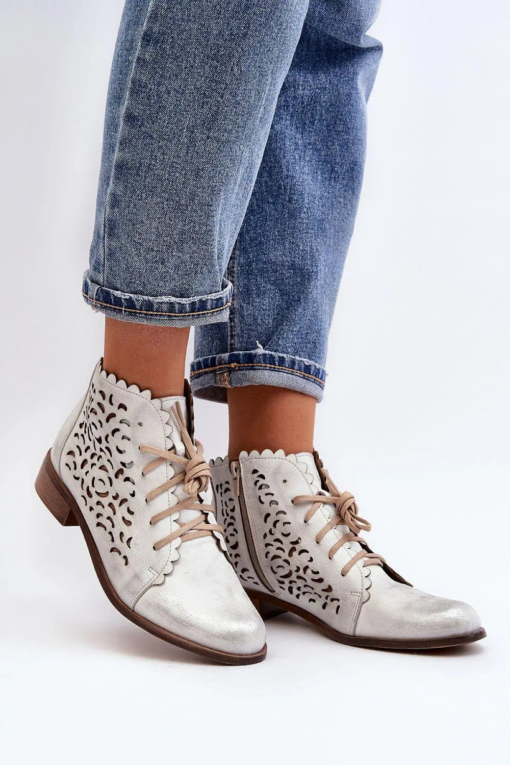 step in style natural high-quality leather women's boots