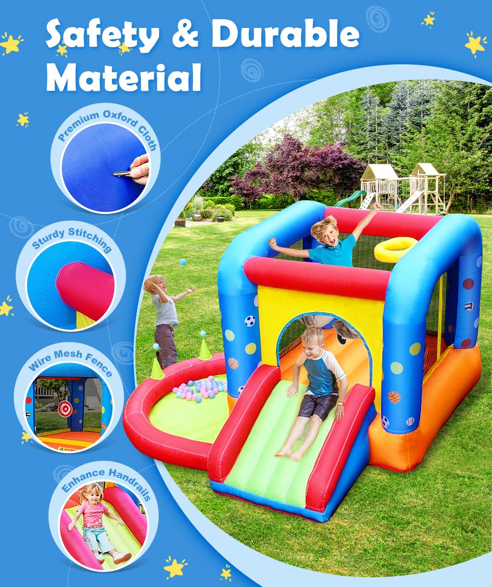 Step4Fun Inflatable Bounce House – 5-in-1 Kids Castle Slide, Ball Pit & Water Pool (112 x 98 x 65”)