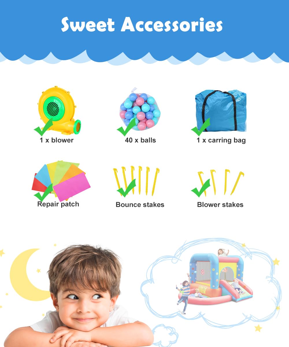 Step4Fun Inflatable Bounce House – 5-in-1 Kids Castle Slide, Ball Pit & Water Pool (112 x 98 x 65”)