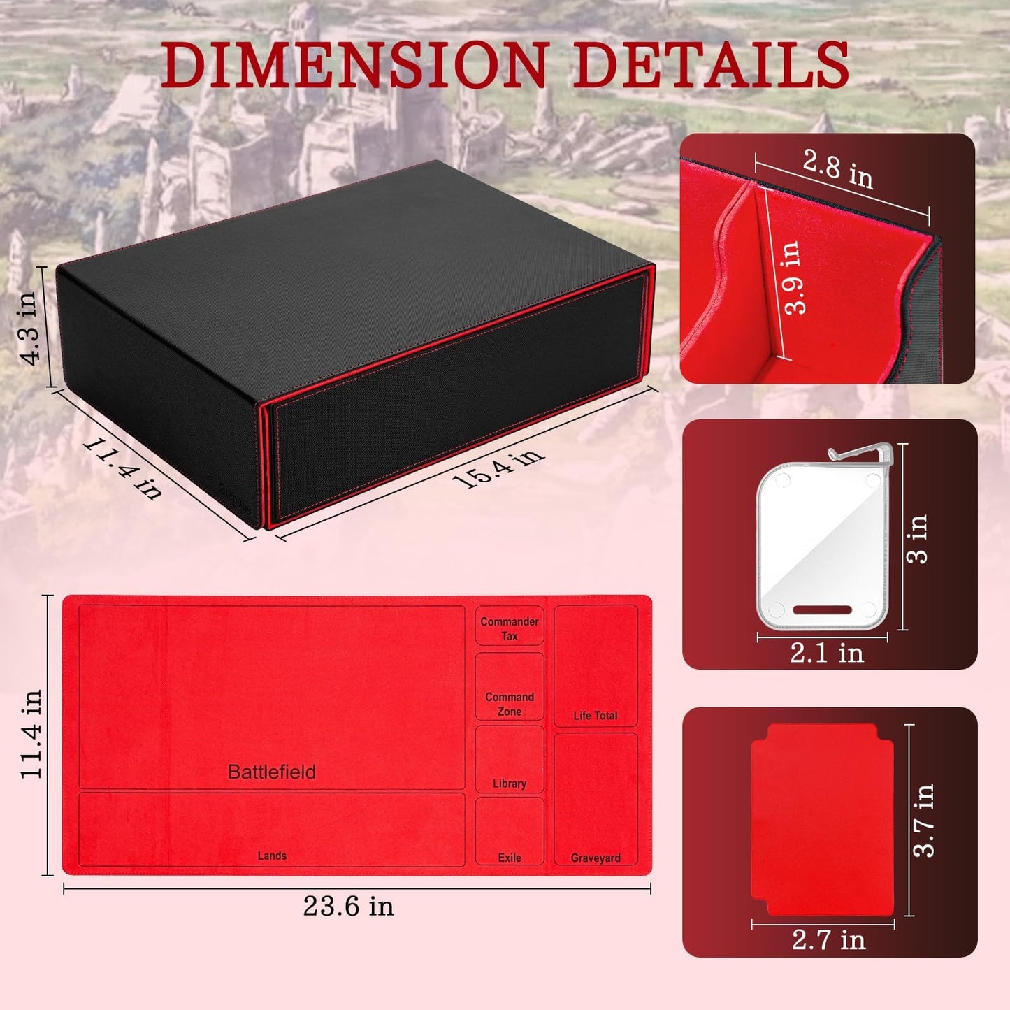 Stepane 5-Row Trading Card Storage Box – 3800+ Cards, 20 Dividers, Dual Playmat