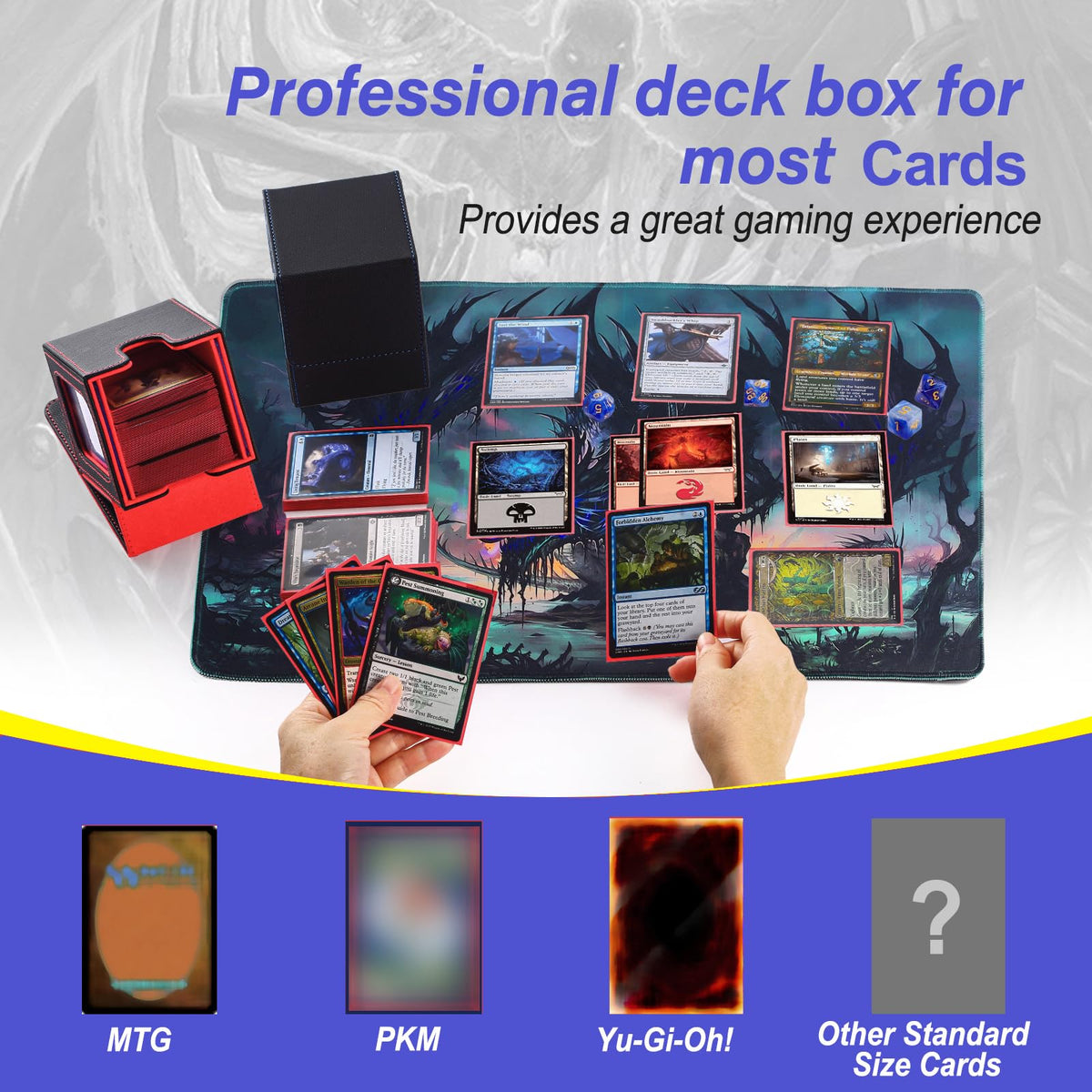 Stepane Commander Deck Box for MTG with Double Display Windows – 120+ Card Capacity, 2 Dividers & 2 Toploaders