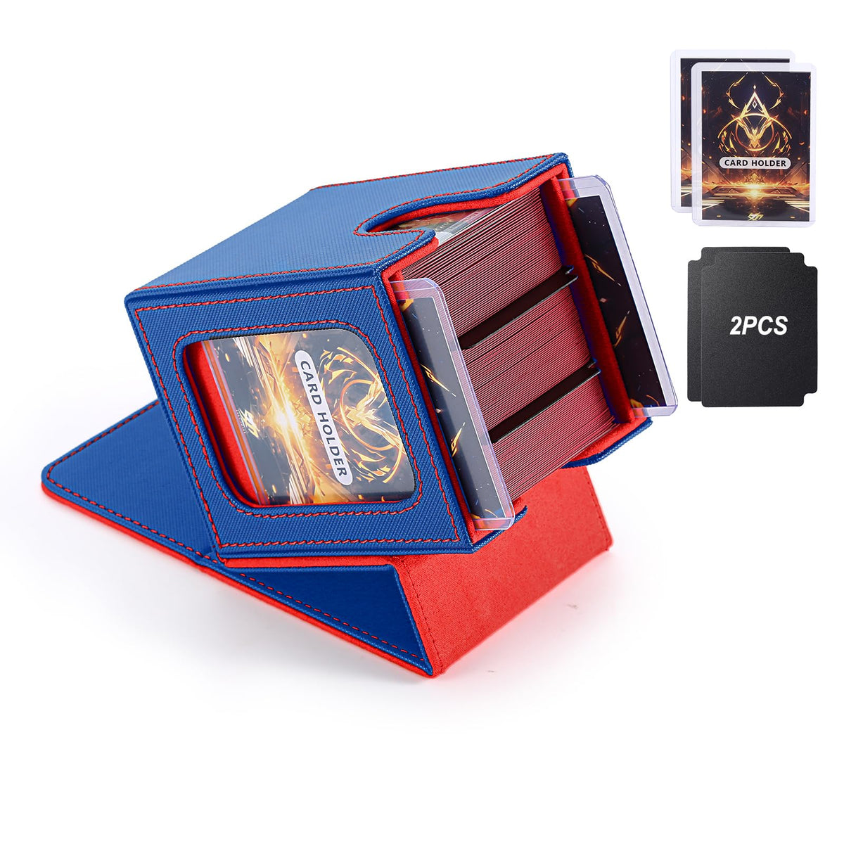 Stepane Commander Deck Box for MTG with Double Display Windows – 120+ Card Capacity, 2 Dividers & 2 Toploaders