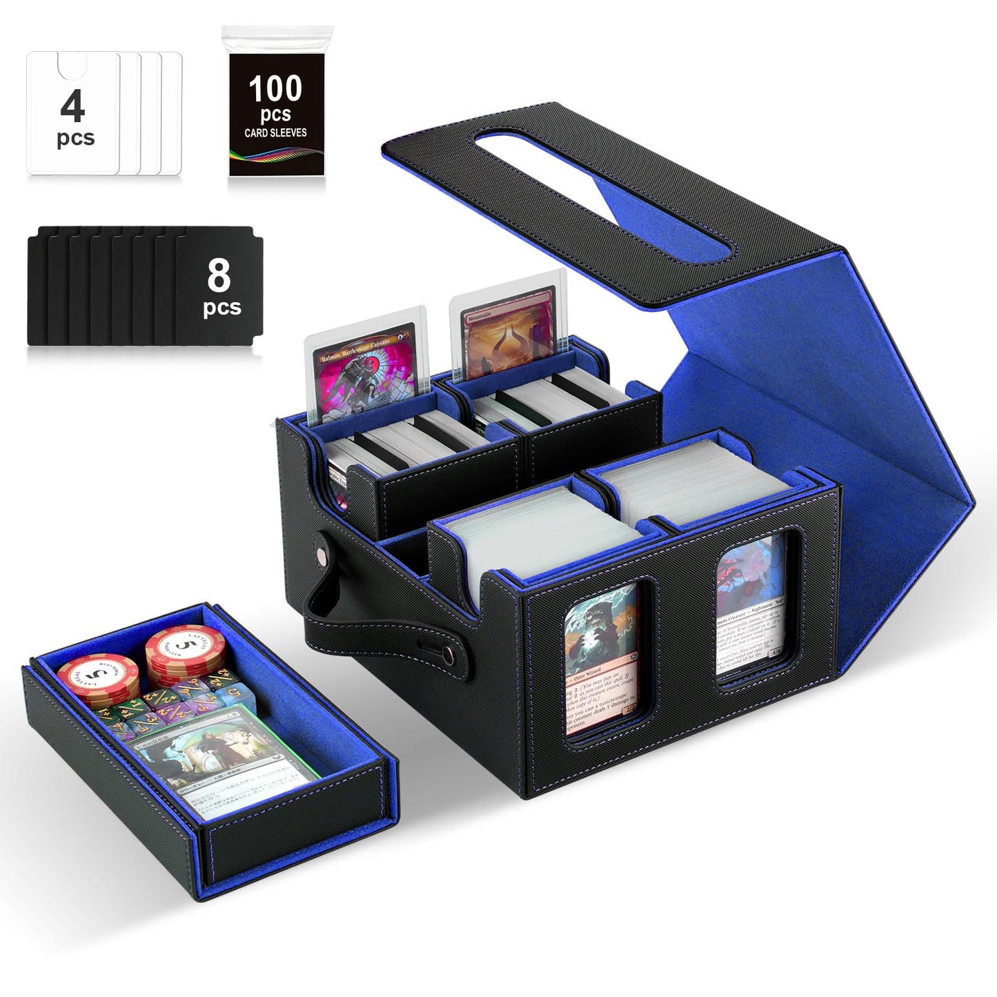 Stepane Commander Deck Box – 400+ Cards, 4 Removable Deck Cases, Display Windows