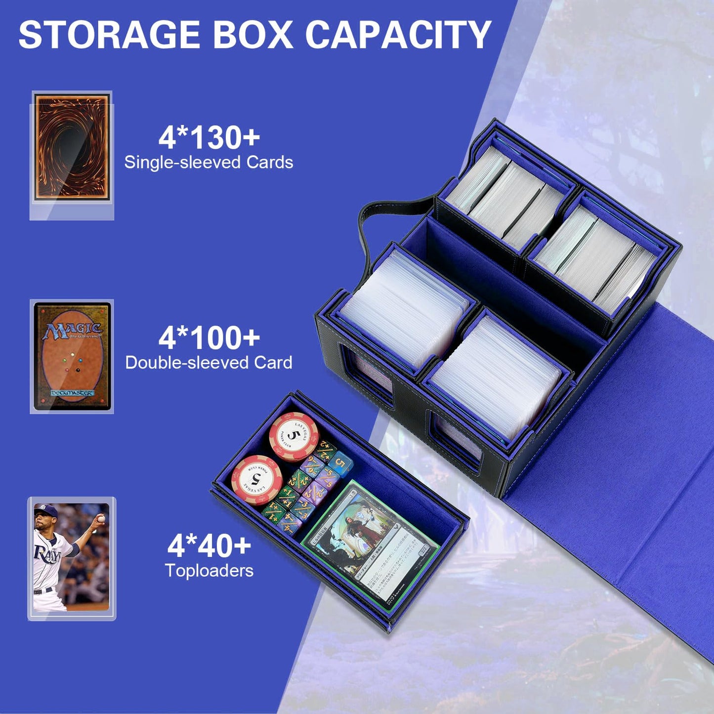 Stepane Commander Deck Box – 400+ Cards, 4 Removable Deck Cases, Display Windows