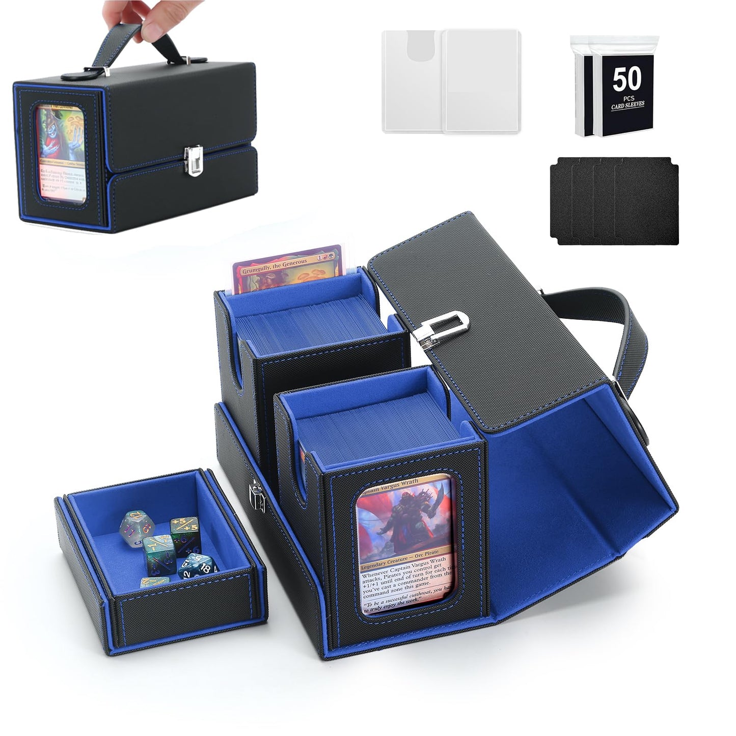Stepane Commander Deck Box – 3-in-1 MTG Storage for 200+ Cards, Display Window & Handle