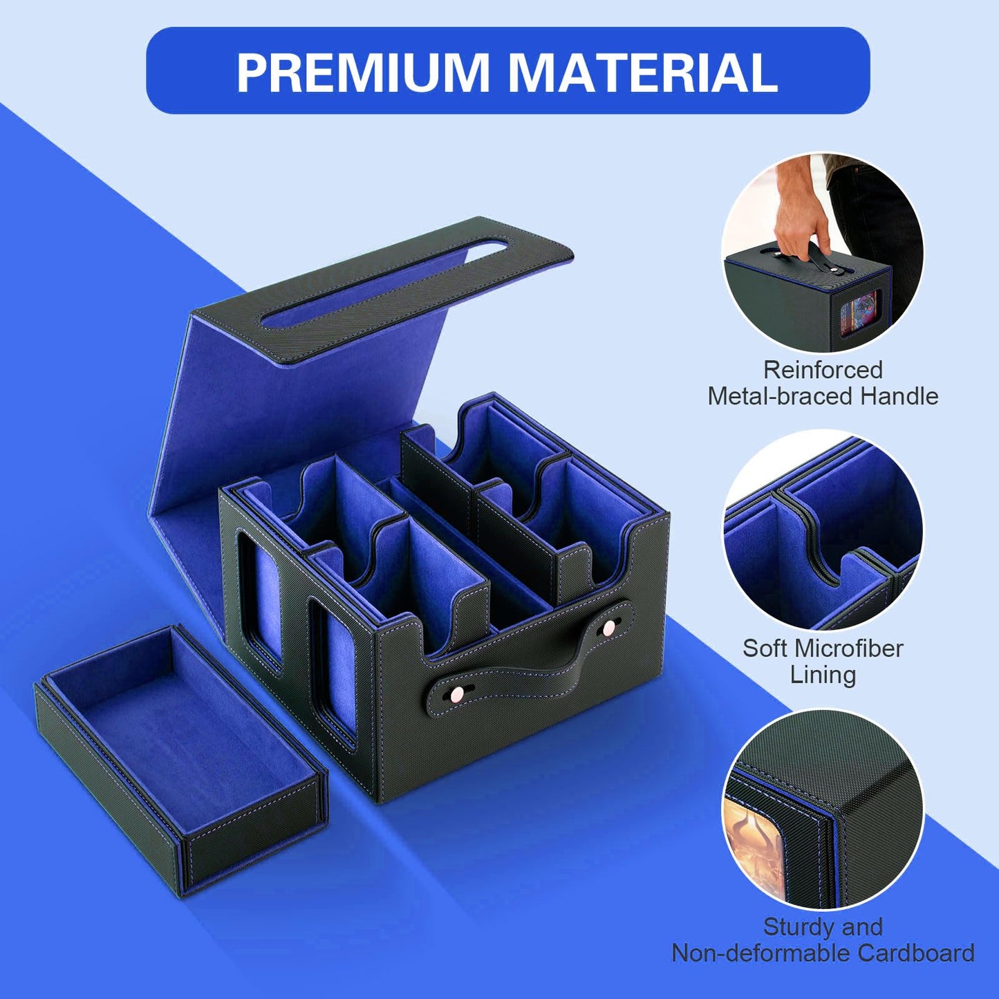 Stepane Commander Deck Box – 400+ Cards, 4 Removable Deck Cases, Display Windows