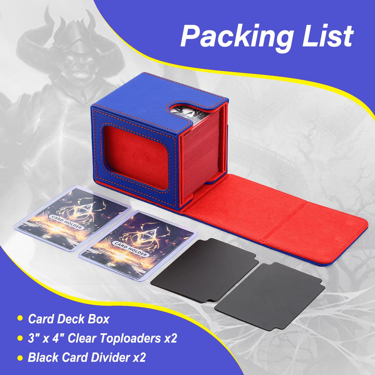 Stepane Commander Deck Box for MTG with Double Display Windows – 120+ Card Capacity, 2 Dividers & 2 Toploaders
