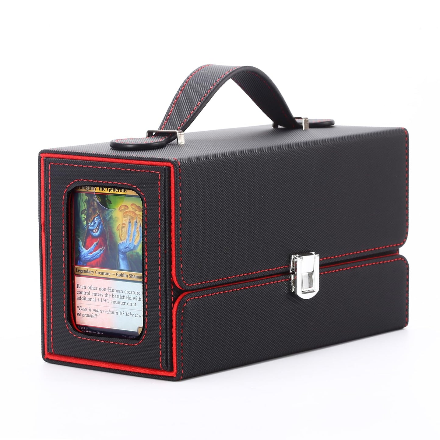 Stepane Commander Deck Box 3-in-1 – 200+ MTG Cards, Display Window, Portable Handle