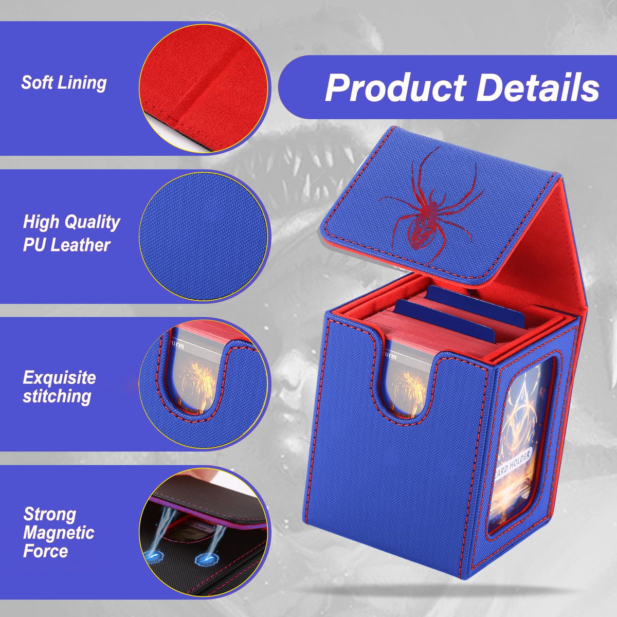 Stepane Commander Deck Box for MTG with Double Display Windows – 120+ Card Capacity, 2 Dividers & 2 Toploaders