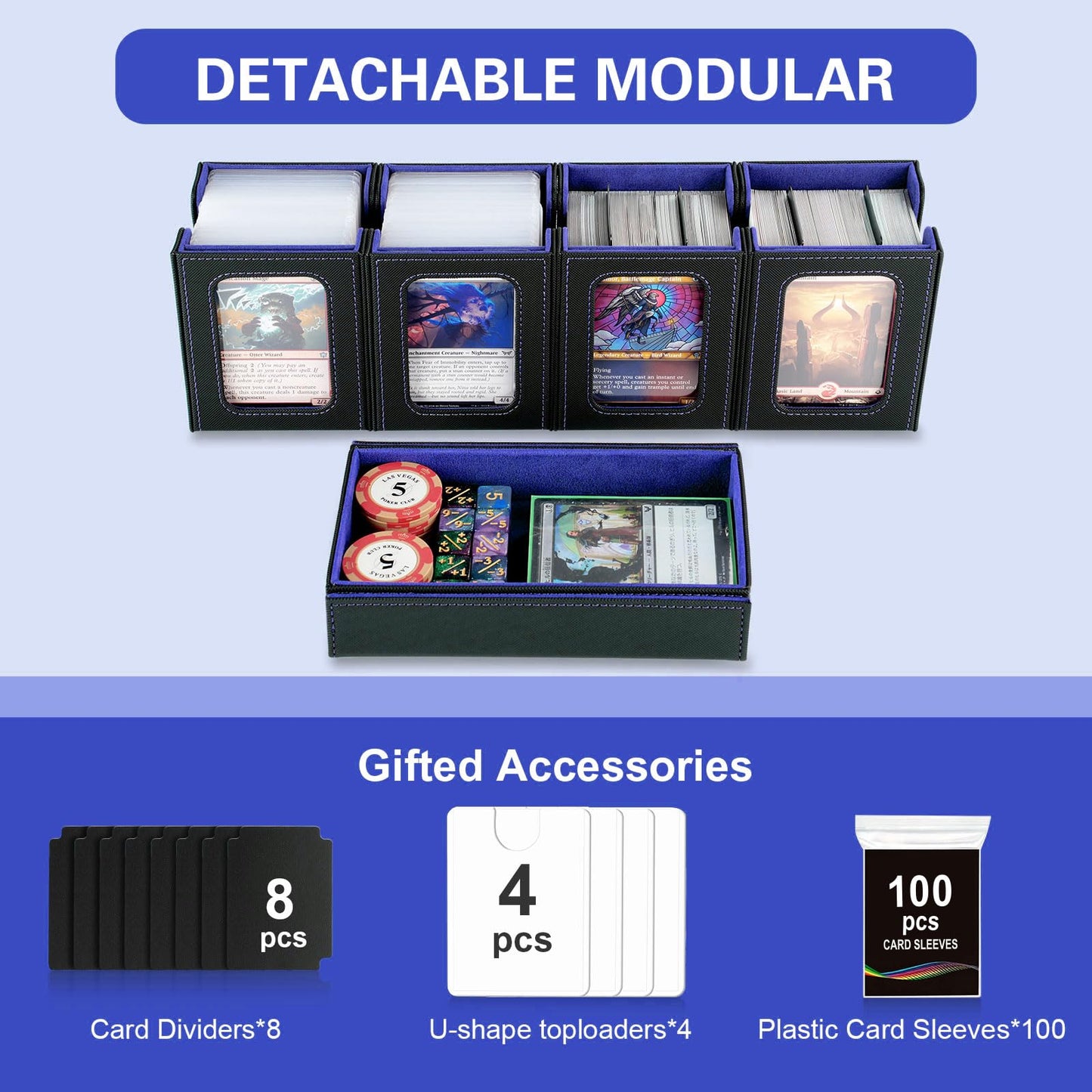 Stepane Commander Deck Box – 400+ Cards, 4 Removable Deck Cases, Display Windows