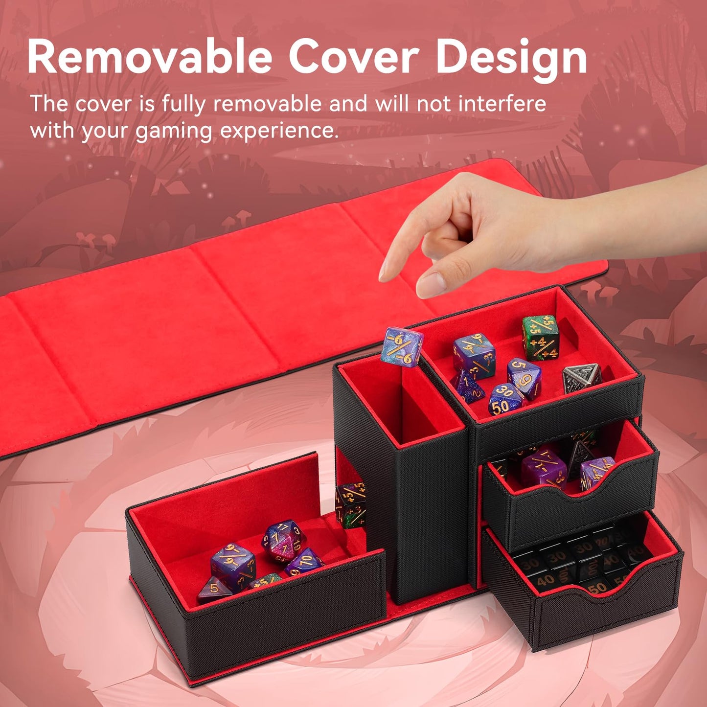 Stepane 3-in-1 Dice Tray & Dice Tower Storage Box – Leather Magnetic Closure for RPG, DND, MTG