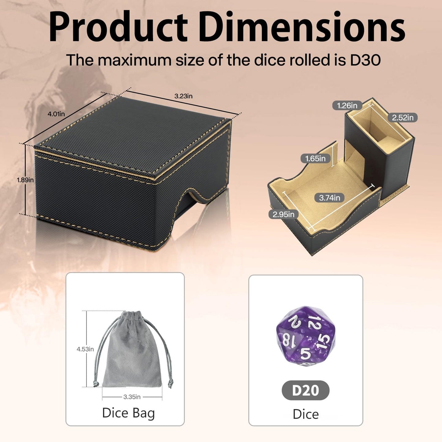 Stepane Dice Tower and Tray – Foldable Dice Box & Roller for D&D and Tabletop RPGs