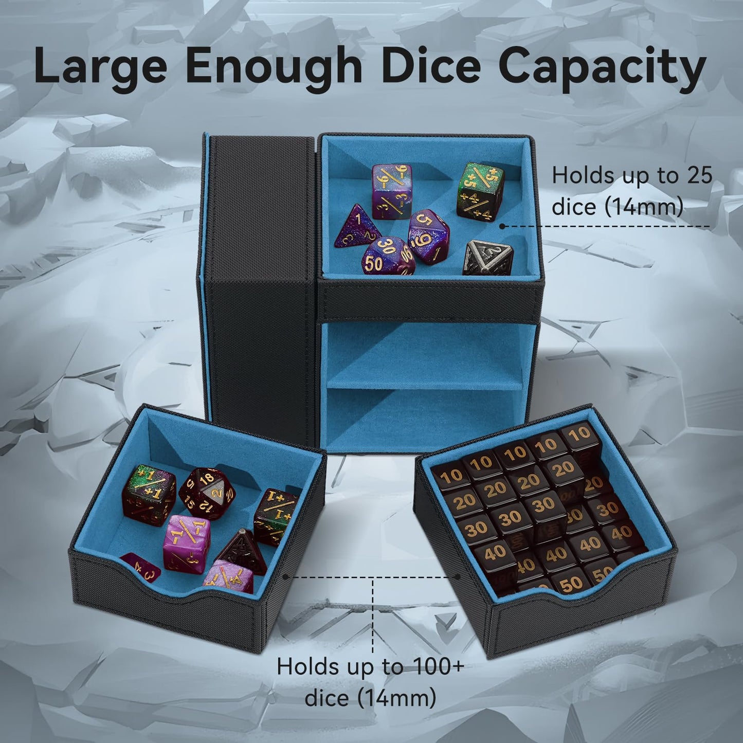 Stepane 3-in-1 Dice Tray & Tower – Leather Dice Box with Magnetic Closure for RPGs