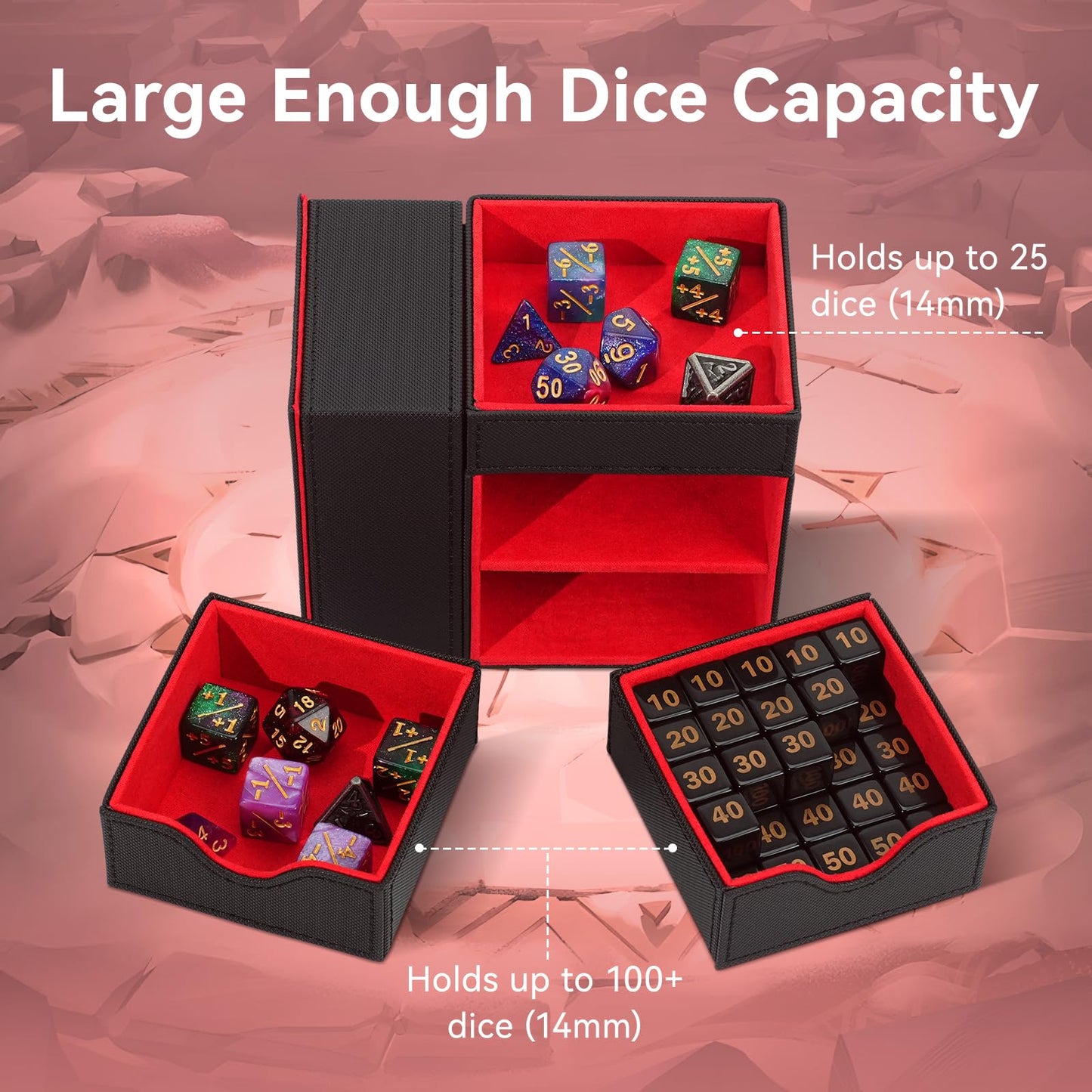 Stepane 3-in-1 Dice Tray & Dice Tower Storage Box – Leather Magnetic Closure for RPG, DND, MTG