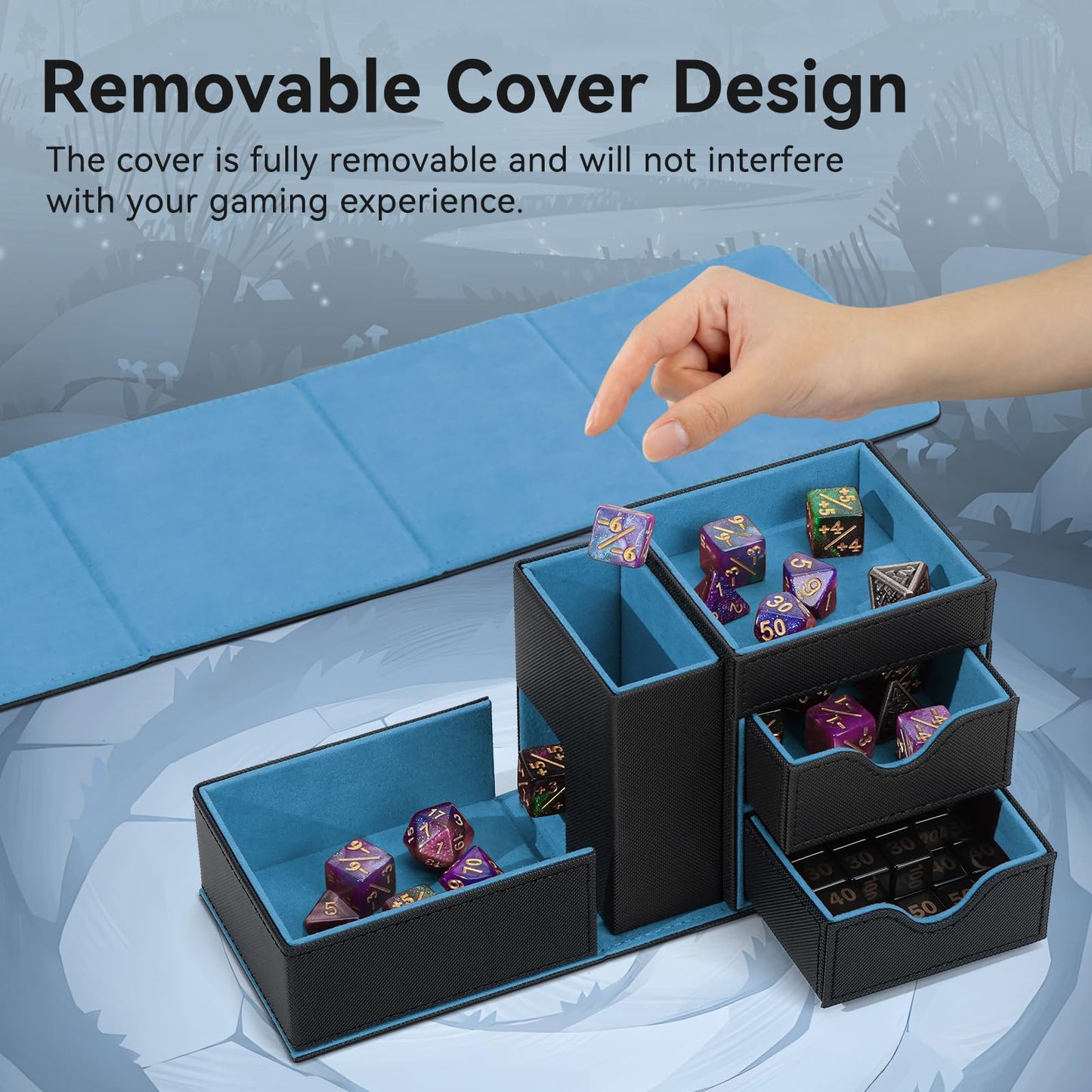 Stepane 3-in-1 Dice Tray & Tower – Leather Dice Box with Magnetic Closure for RPGs