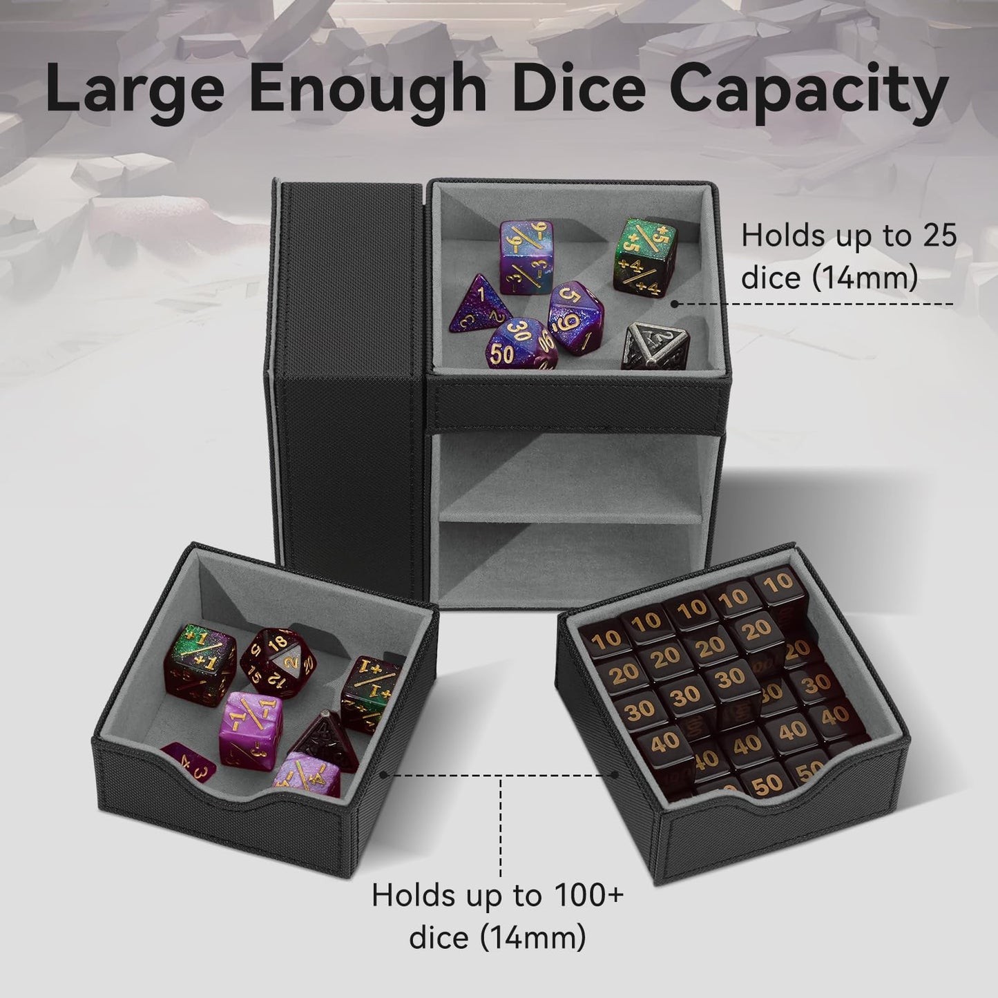 Stepane 3-in-1 Dice Tray & Tower Storage Box | Leather Magnetic Closure
