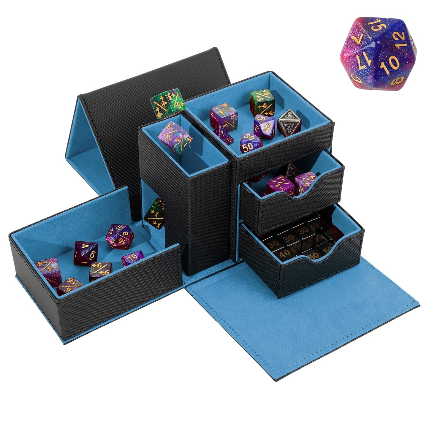 Stepane 3-in-1 Dice Tray & Tower – Leather Dice Box with Magnetic Closure for RPGs
