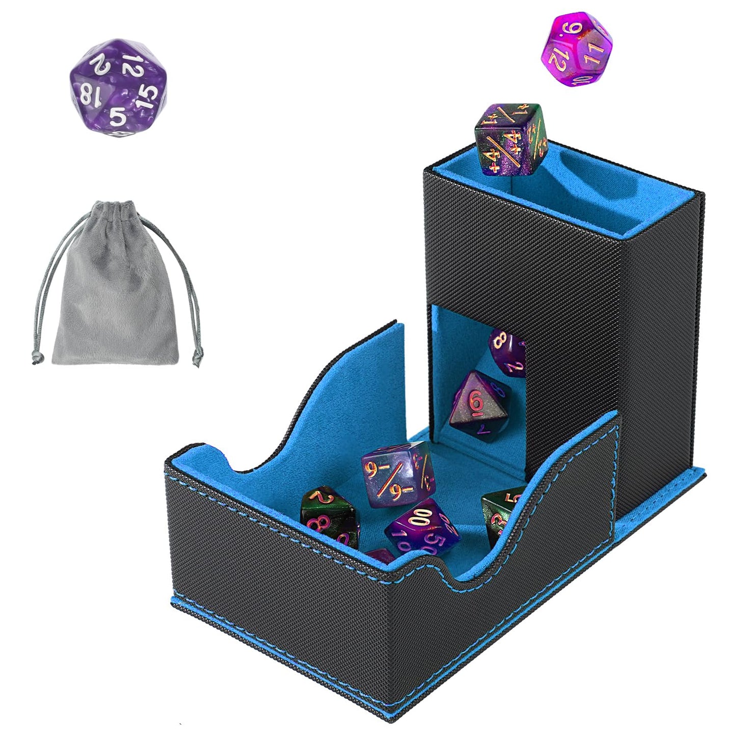 Stepane Dice Roller Tower – Premium Foldable PU Leather Dice Tray for D&D & RPGs | Magnetic Closure