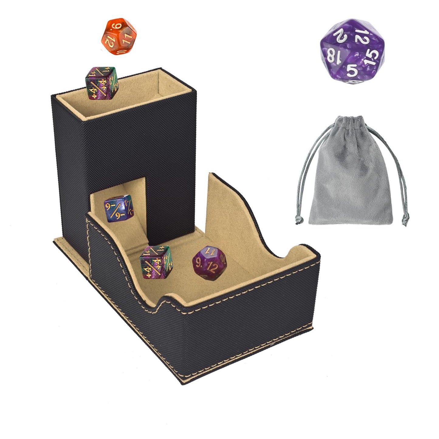 Stepane Dice Tower and Tray – Foldable Dice Box & Roller for D&D and Tabletop RPGs