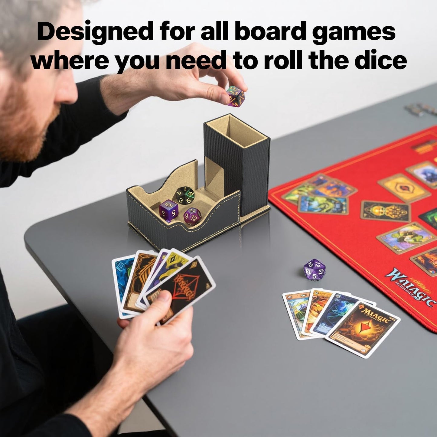 Stepane Dice Tower and Tray – Foldable Dice Box & Roller for D&D and Tabletop RPGs