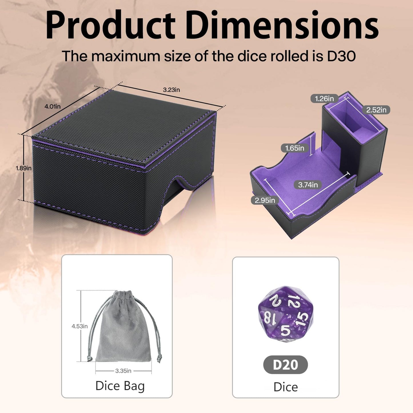 Stepane Dice Tower and Tray – Foldable Portable Dice Roller for D&D & Tabletop Games