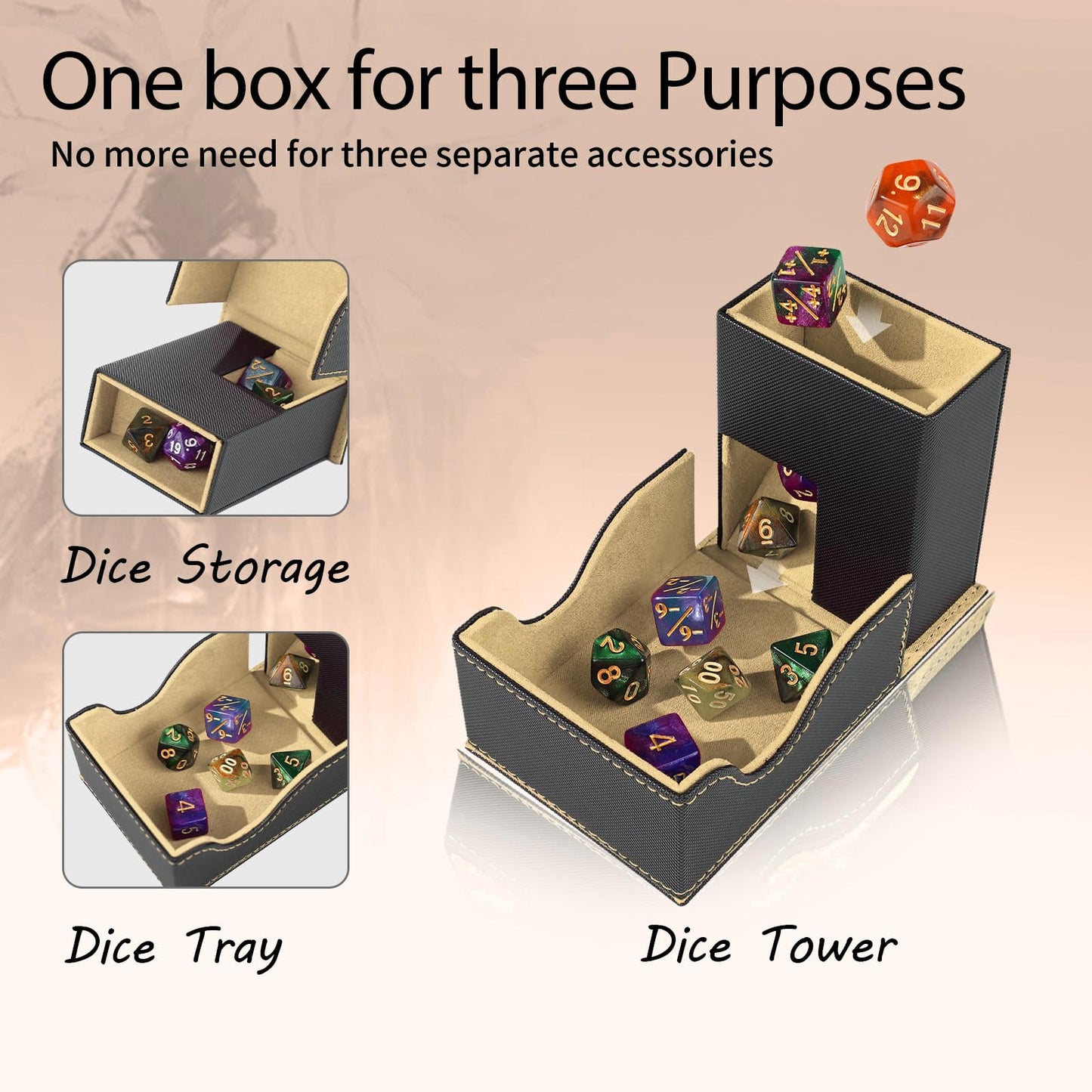 Stepane Dice Tower and Tray – Foldable Dice Box & Roller for D&D and Tabletop RPGs