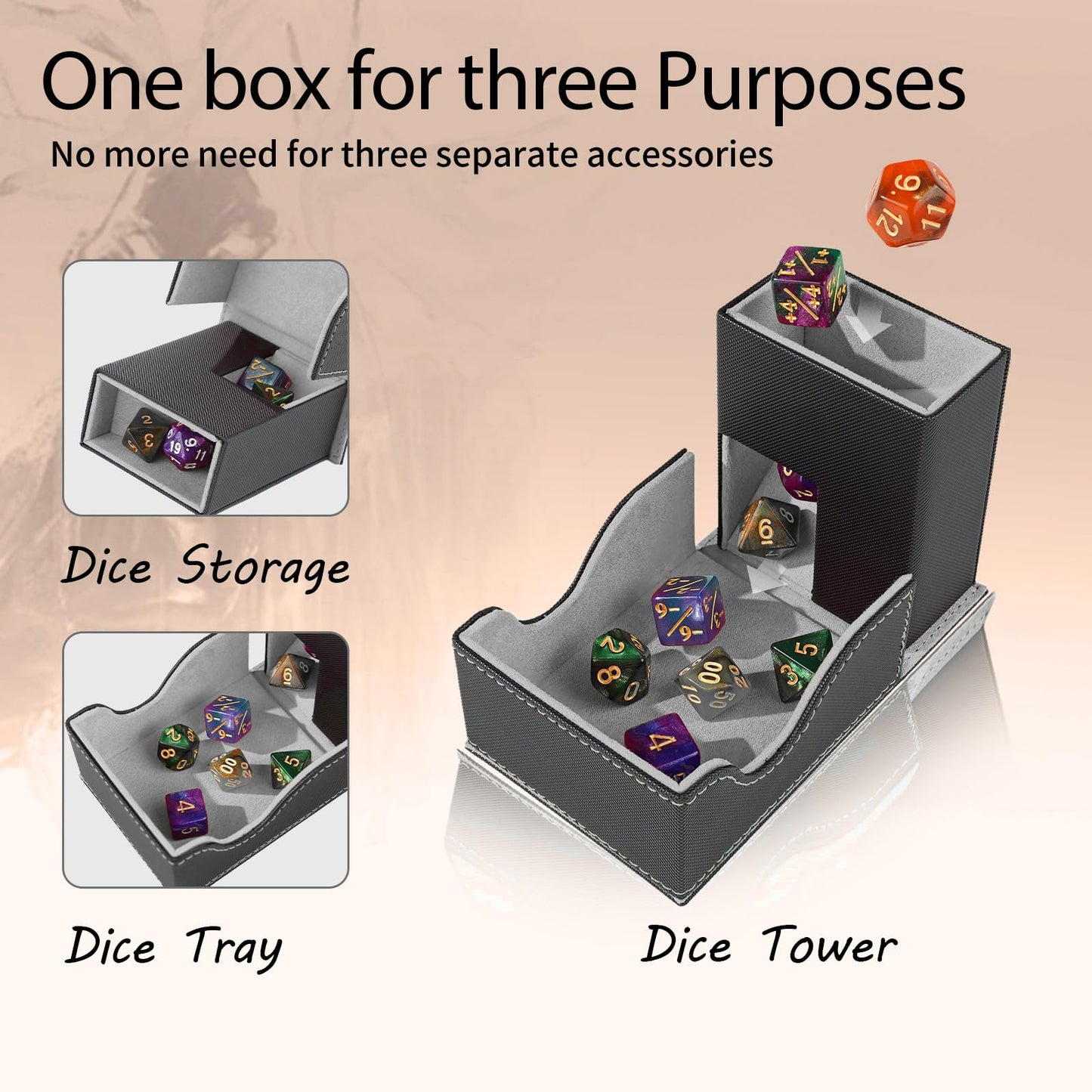 Stepane Dice Tower and Tray – Foldable 3-in-1 Dice Box for D&D & Tabletop RPGs