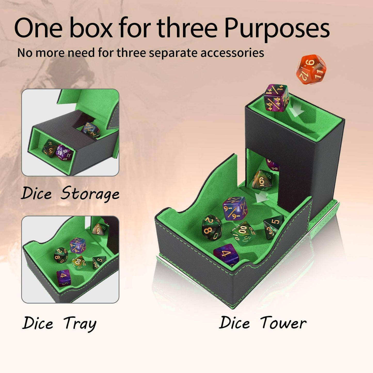 Stepane Dice Tower and Tray – Foldable Portable Dice Roller for D&D & RPGs