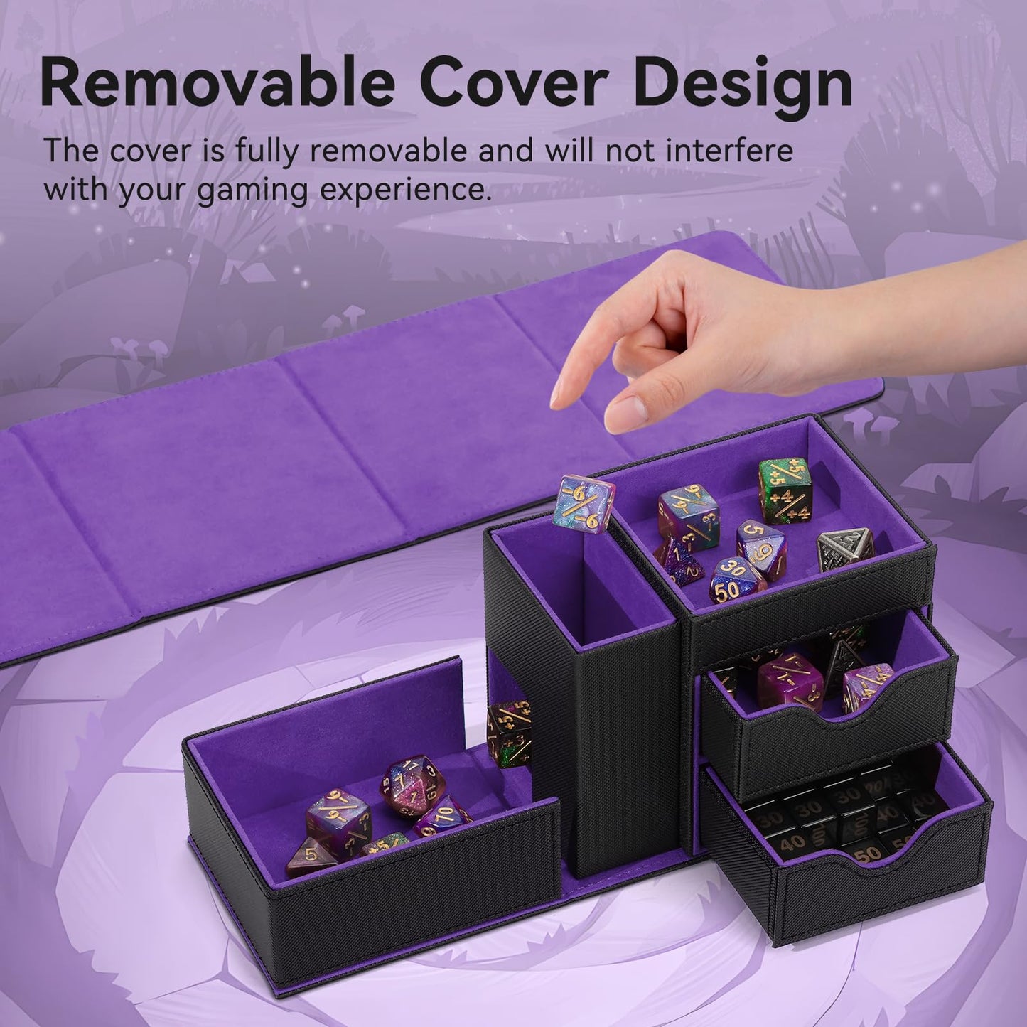 Stepane Leather Dice Tray & Tower – 3-in-1 Dice Box with Magnetic Closure (RPG MTG)