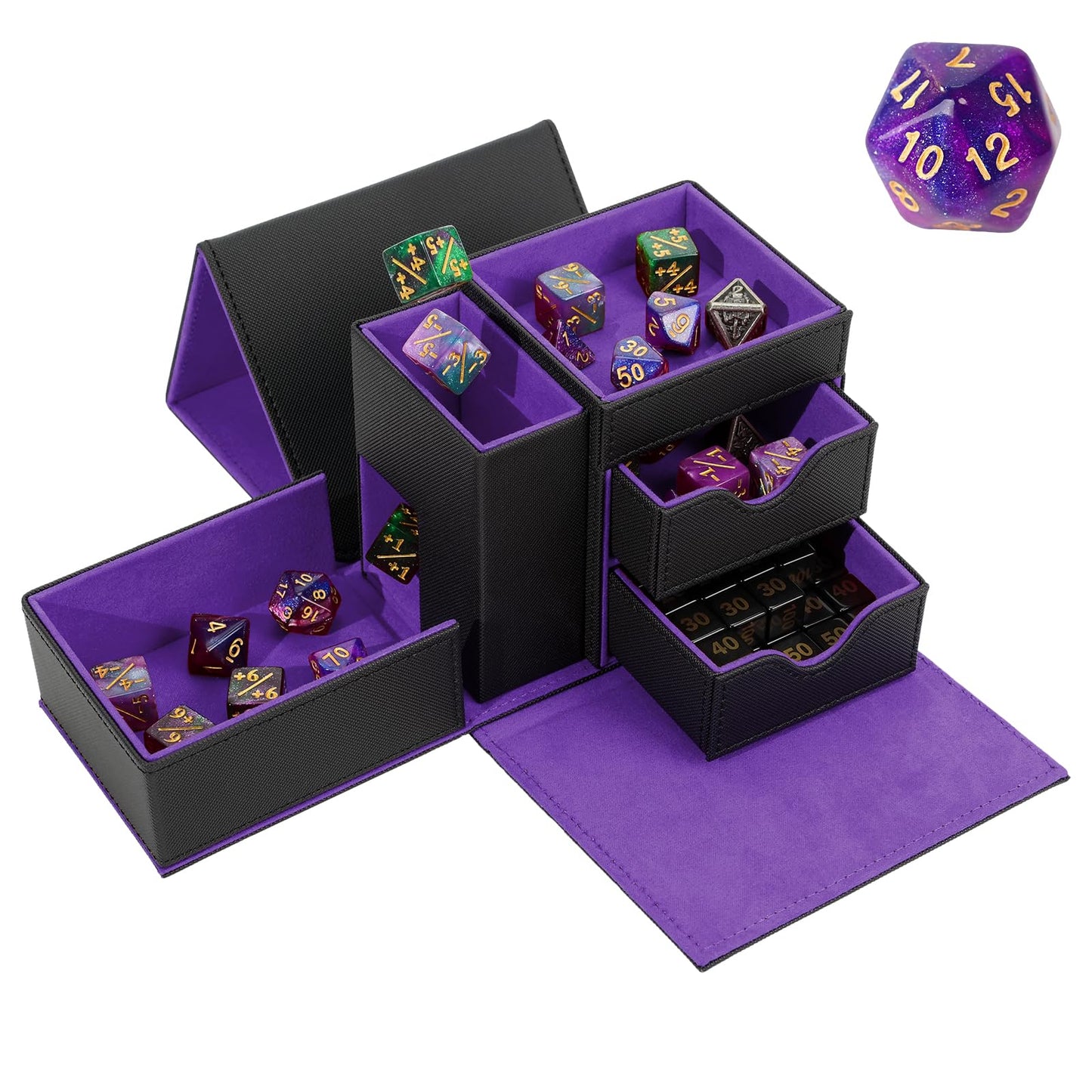 Stepane Leather Dice Tray & Tower – 3-in-1 Dice Box with Magnetic Closure (RPG MTG)