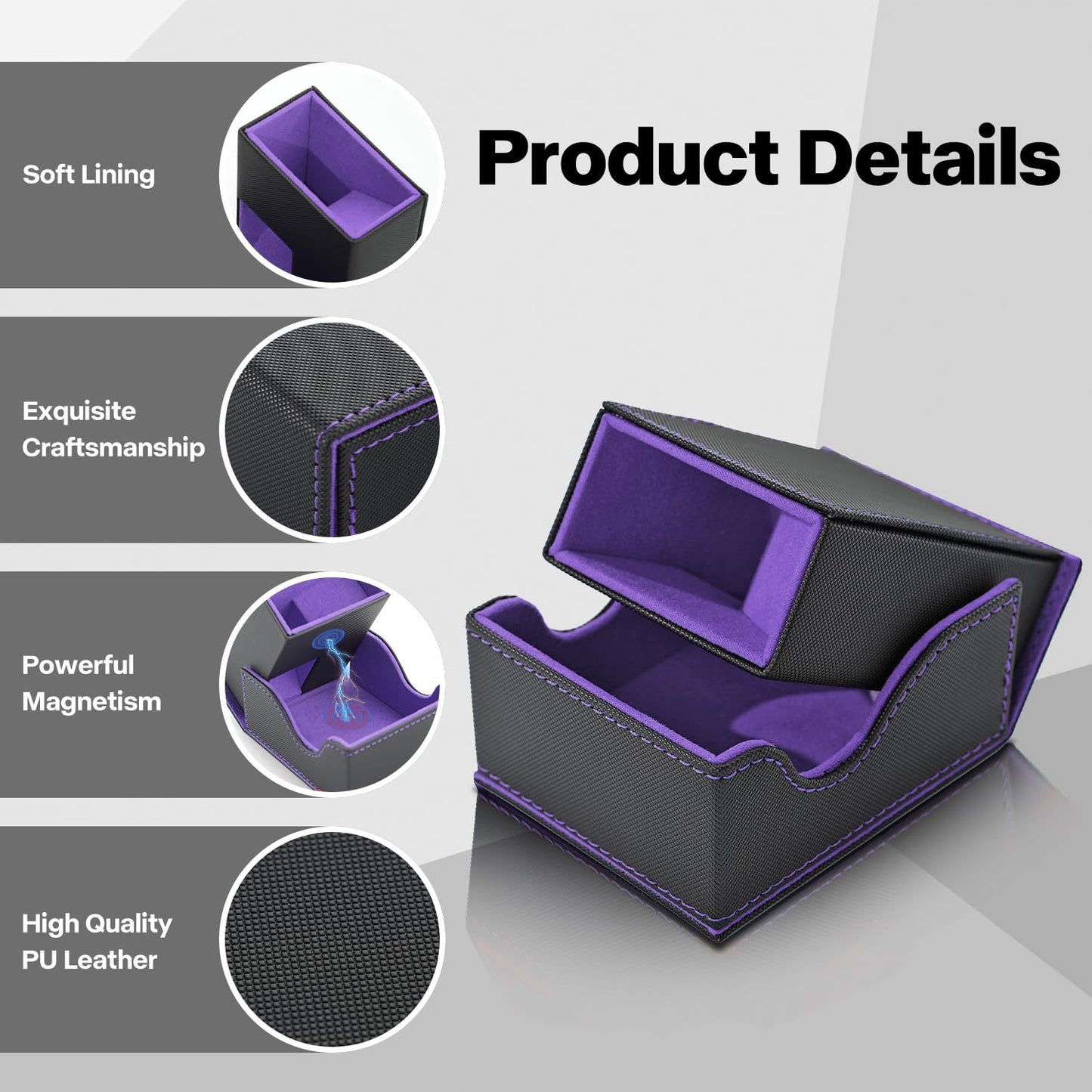Stepane Dice Roller Tower – Premium DND Magnetic Dice Tray, Foldable PU Leather, Black and Violet