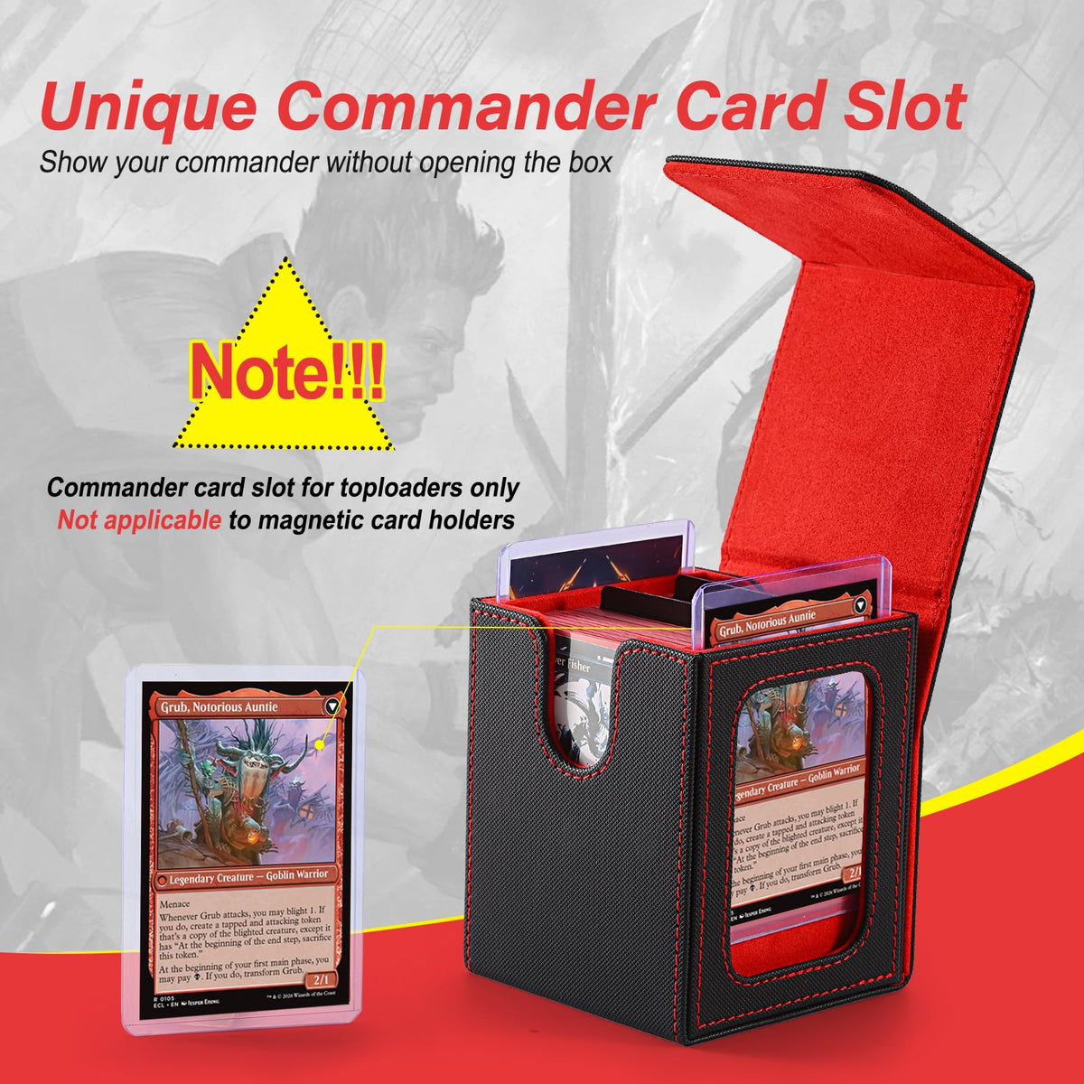 Stepane MTG Deck Box – Double Display Window, 120+ Cards, PU Leather, Magnetic Closure