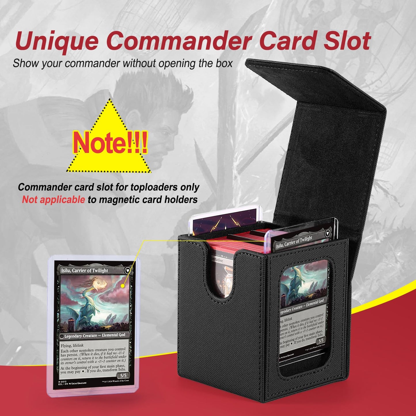 Stepane MTG Deck Box with Double Display Windows – 120+ Cards, PU Leather, Magnetic Closure