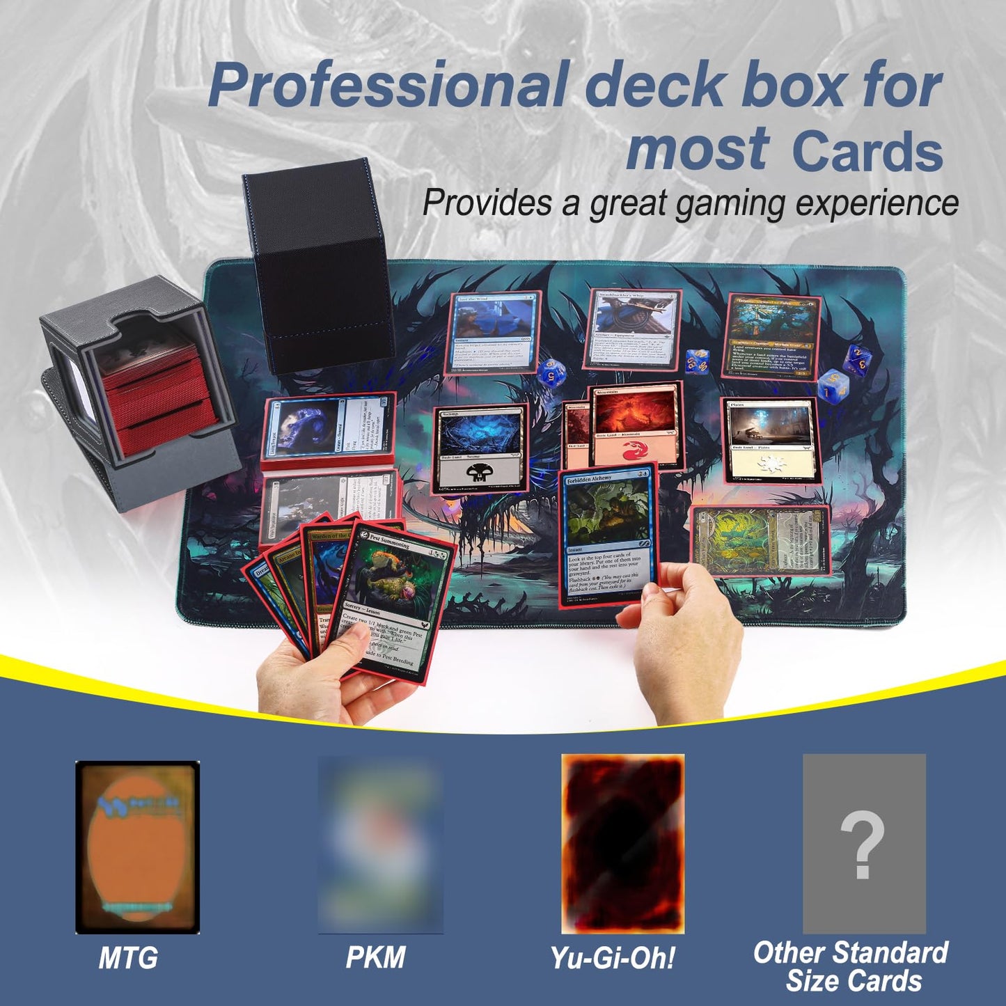 Stepane MTG Deck Box – Double Display Window, 120+ Card Capacity, PU Leather, Magnetic Closure