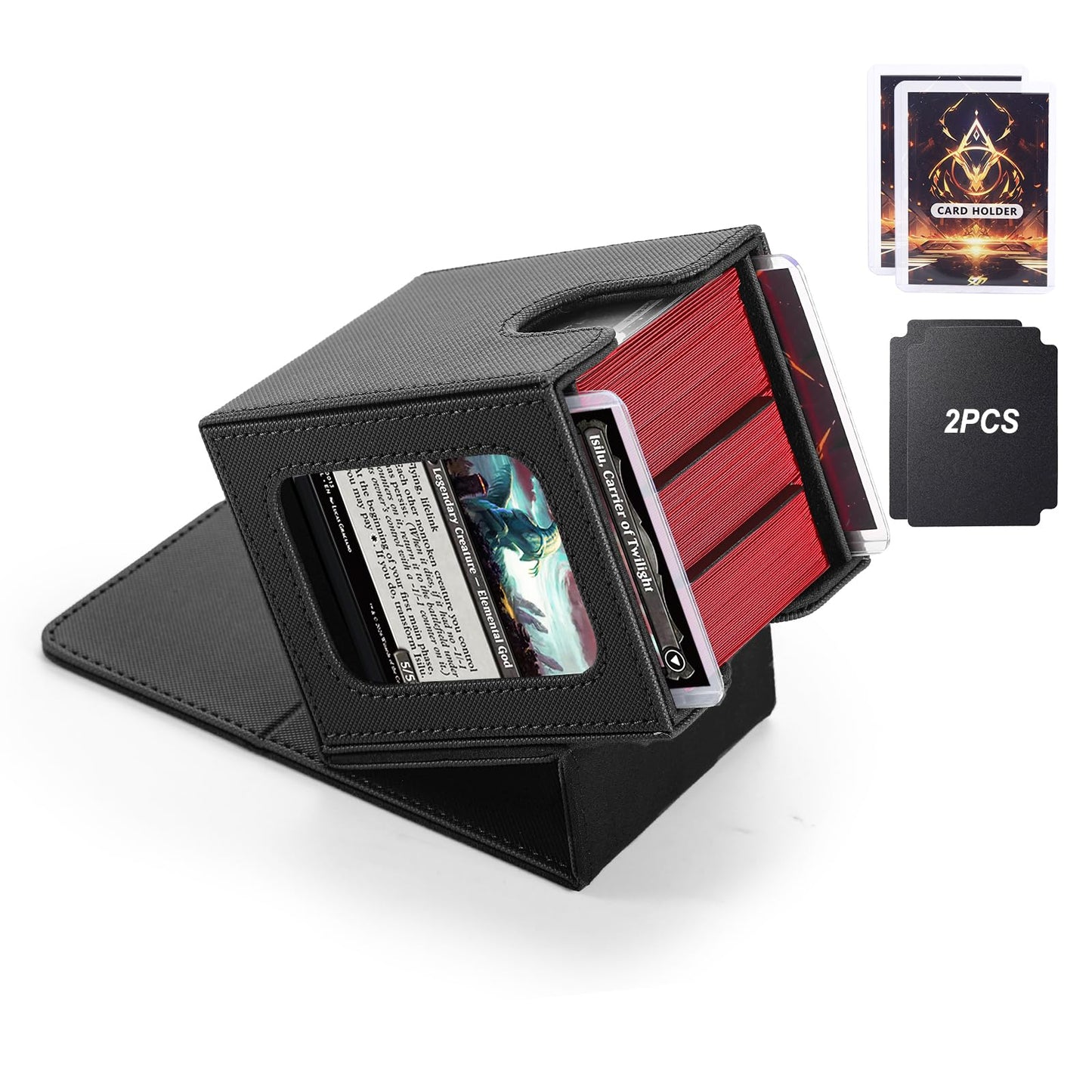 Stepane MTG Deck Box with Double Display Windows – 120+ Cards, PU Leather, Magnetic Closure