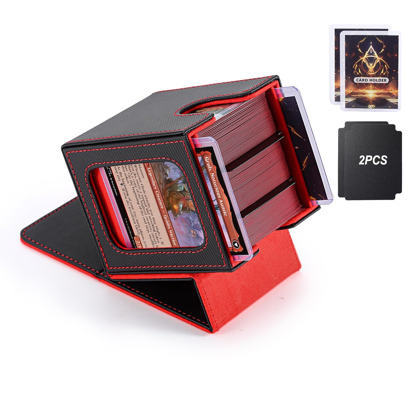 Stepane MTG Deck Box – Double Display Window, 120+ Cards, PU Leather, Magnetic Closure